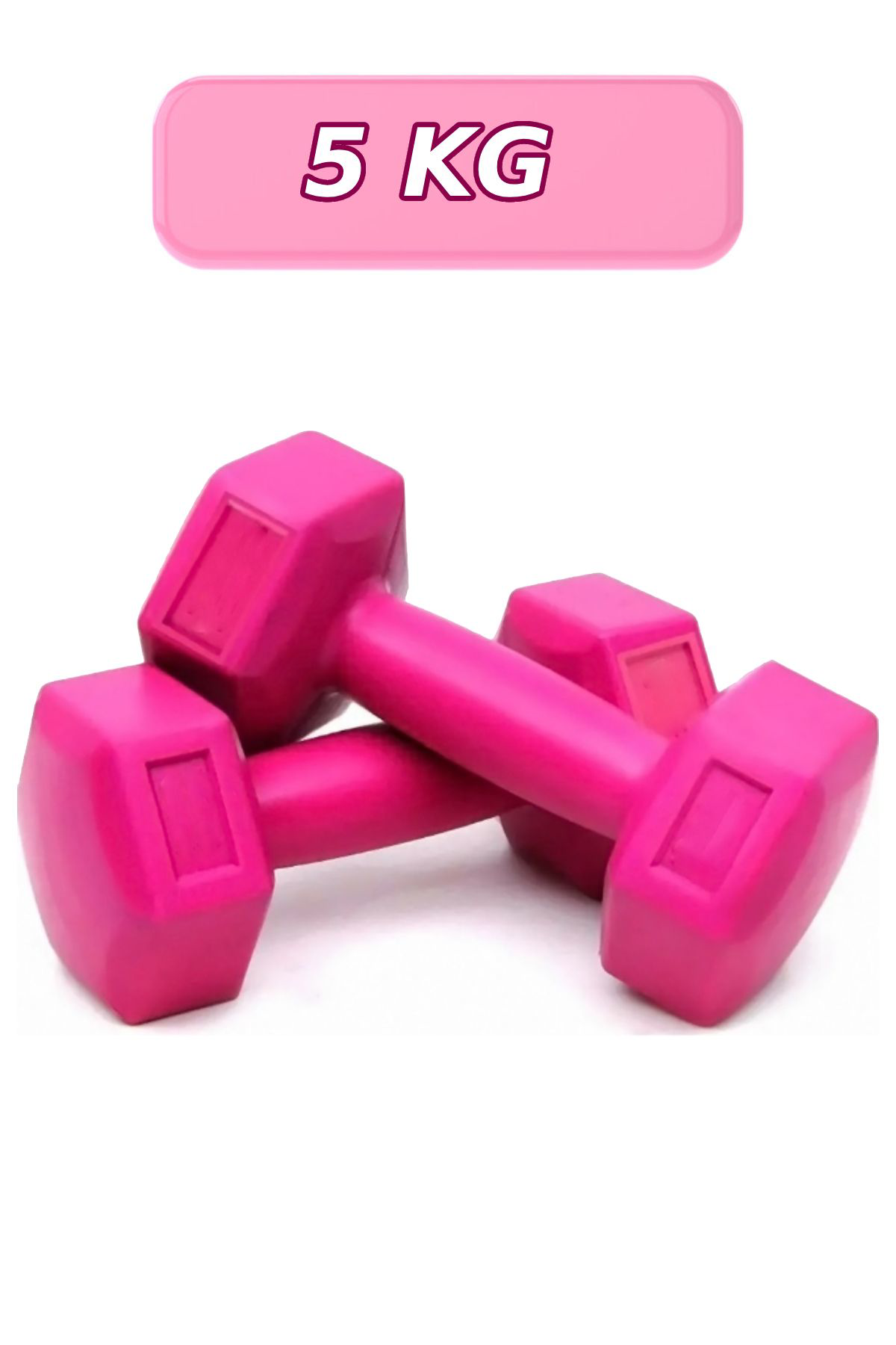 Delux 5 Kg x 2 Adet Köşeli Fuşya Plastik Dambıl Seti Ağırlık Dumb