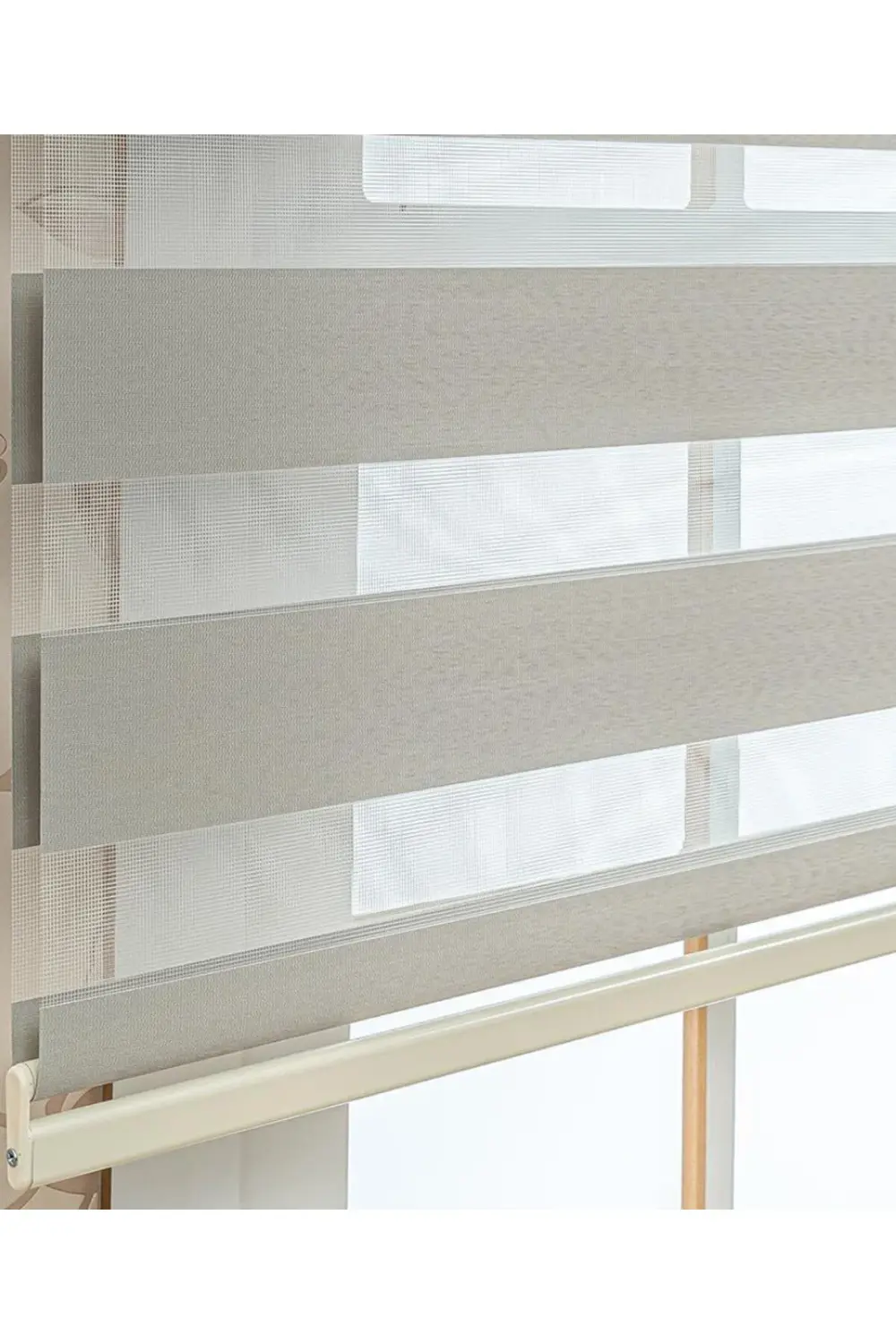 Delux Düz Gri Bambu Zebra Perde Alüminyum Kasalı Yüksek Kaliteli