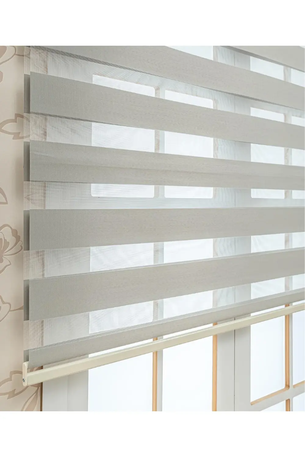 Delux Düz Gri Bambu Zebra Perde Alüminyum Kasalı Yüksek Kaliteli