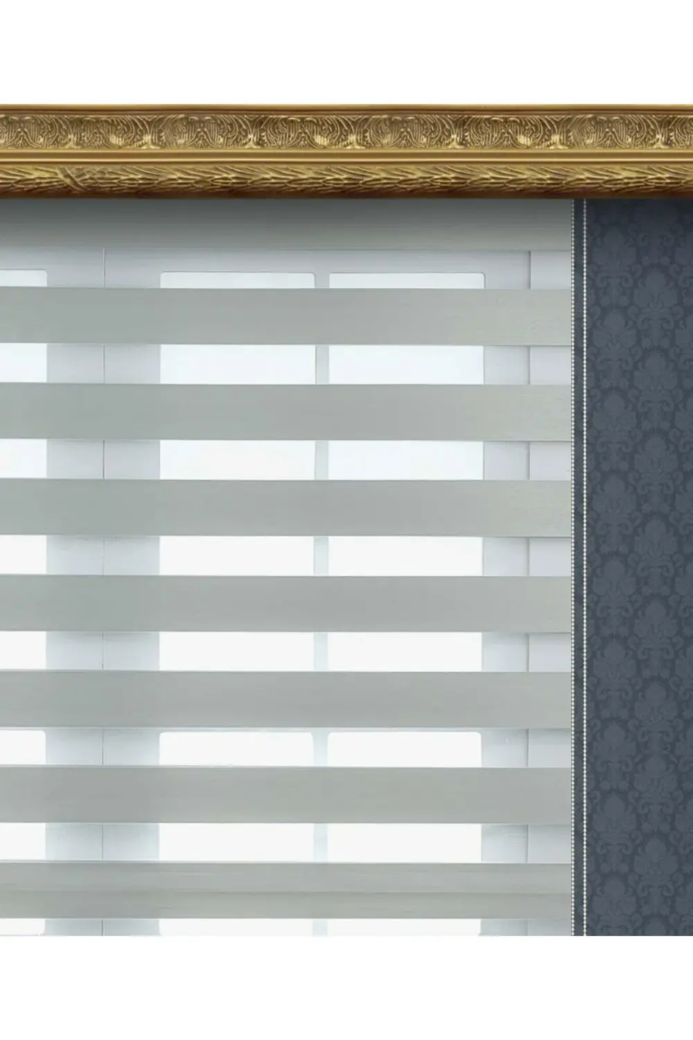 Delux Düz Gri Bambu Zebra Perde Alüminyum Kasalı Yüksek Kaliteli