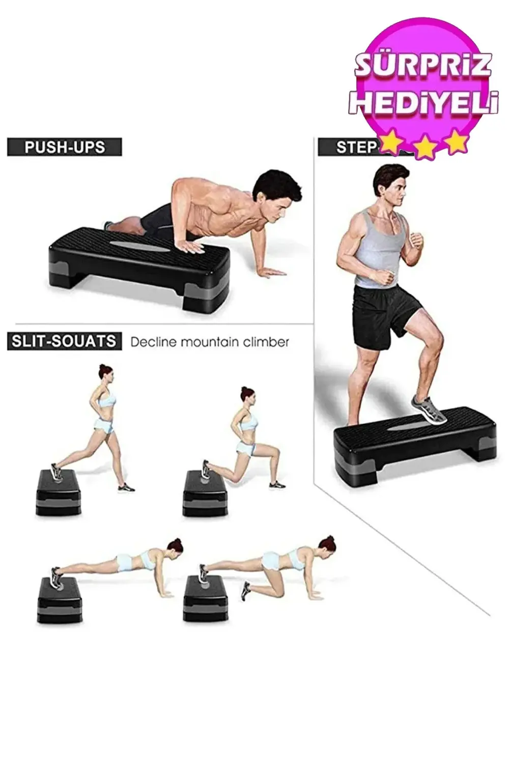 Delux Kalite Step Tahtası 2 Kademeli Ayarlanabilir Step Aerobik E