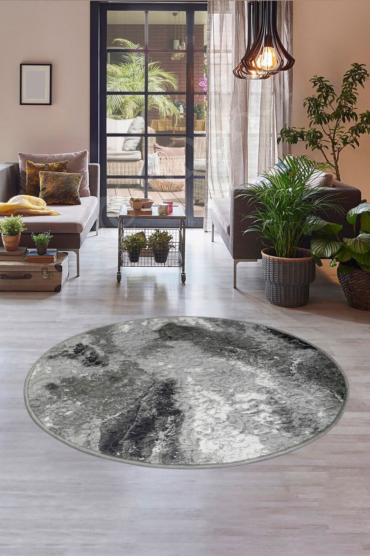 Delüxe Antrasit Saçaksız Siyah Taban Yuvarlak Halı Model Banyo Paspası 80x80 Delüxe Antrasit Saçaksız Siyah Taban Yuvarlak Halı Model Banyo Paspası 80x80