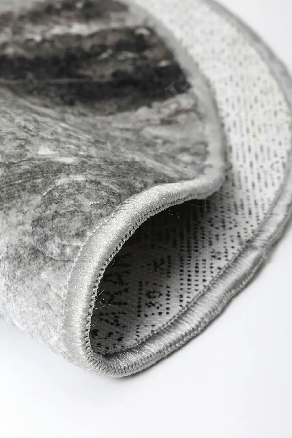 Delüxe Antrasit Saçaksız Siyah Taban Yuvarlak Halı Model Banyo Pa