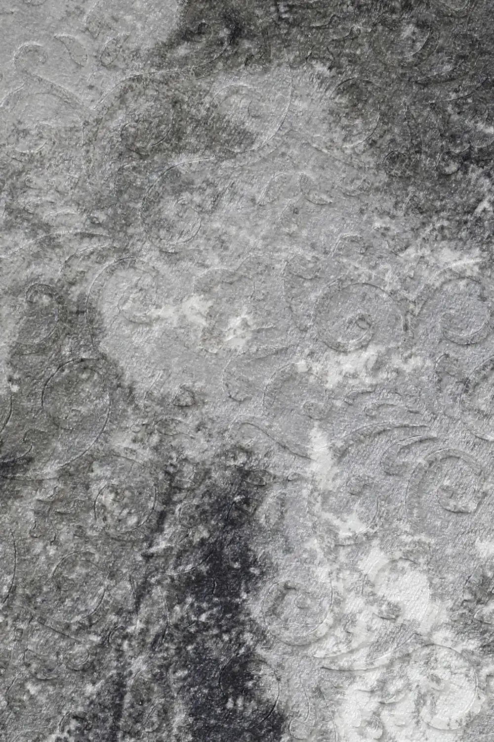 Delüxe Halı Antrasit Saçaklı Siyah Taban Yuvarlak Halı Model Bany