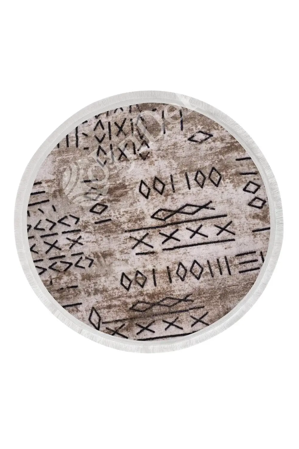 Delüxe Iskandinav Kahve Yuvarlak Saçaklı Deri Taban Yeni Model Ha