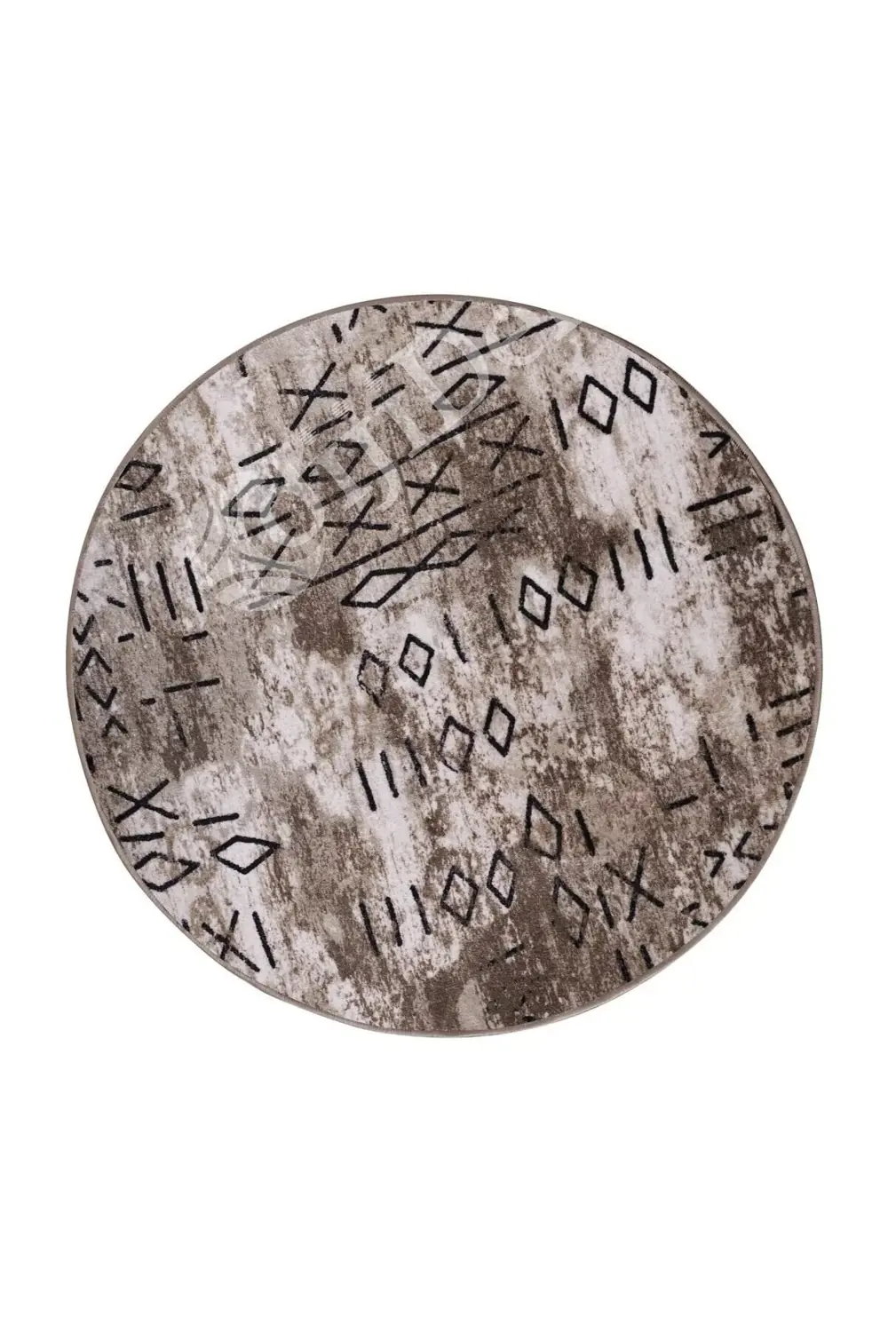 Delüxe Iskandinav Kahve Yuvarlak Saçaksız Deri Taban Yeni Model H