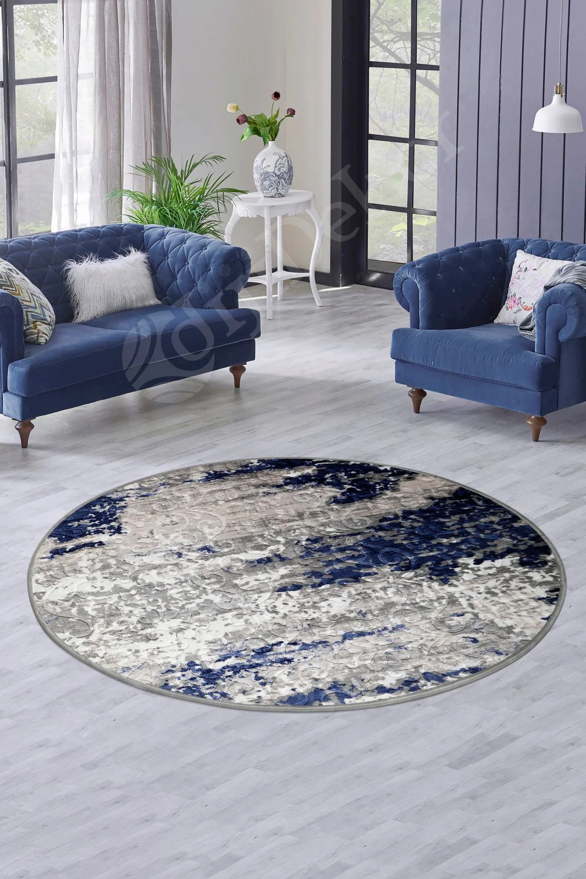 Delüxe Lacivert Gri Saçaksız Siyah Taban Yuvarlak Halı Model Banyo Paspası 80x80 Delüxe Lacivert Gri Saçaksız Siyah Taban Yuvarlak Halı Model Banyo Paspası 80x80