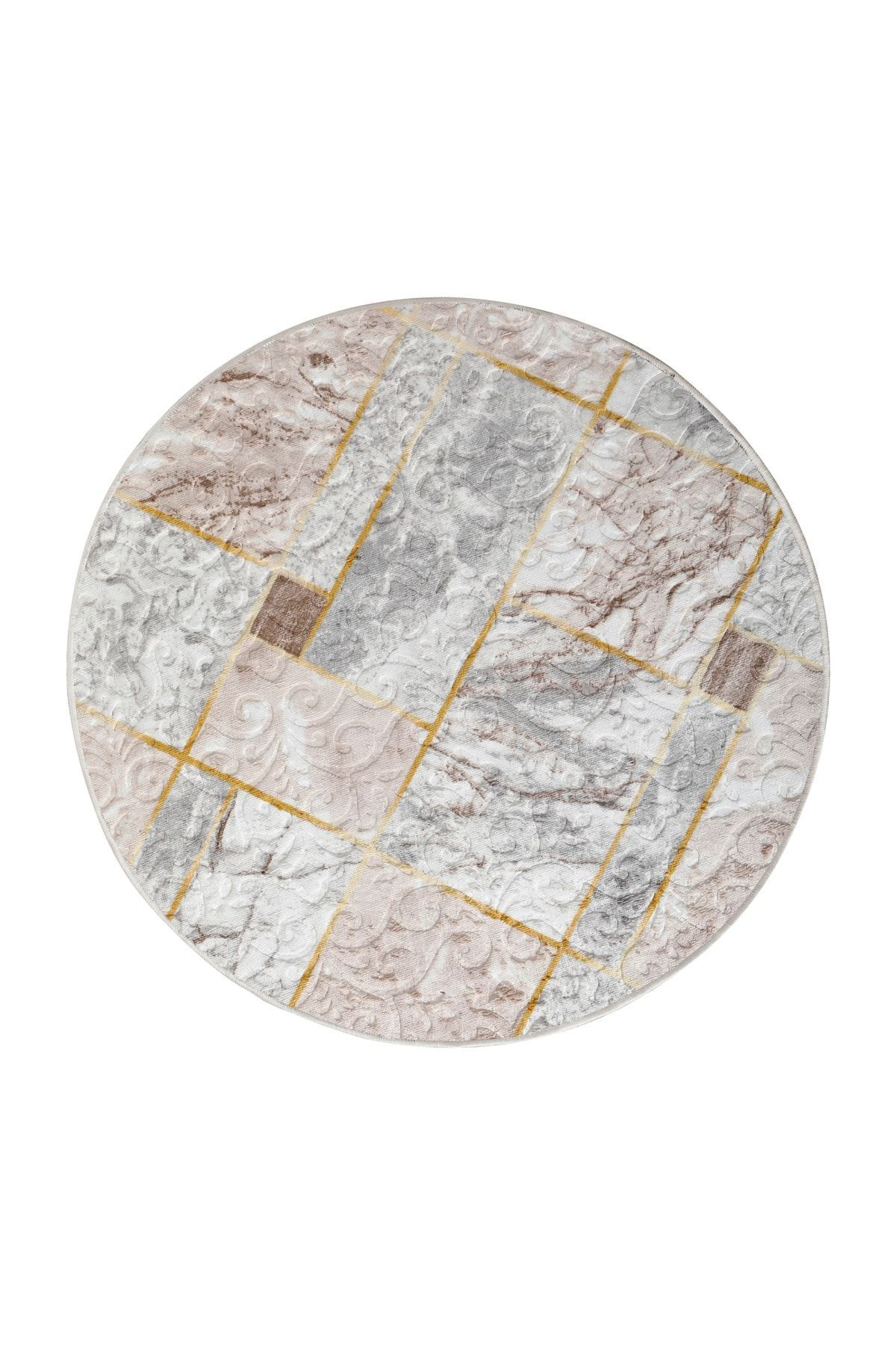 Delüxe Vizon Gri Saçaksız Siyah Taban Yuvarlak Halı Model Banyo Paspası 80x80 Delüxe Vizon Gri Saçaksız Siyah Taban Yuvarlak Halı Model Banyo Paspası 80x80