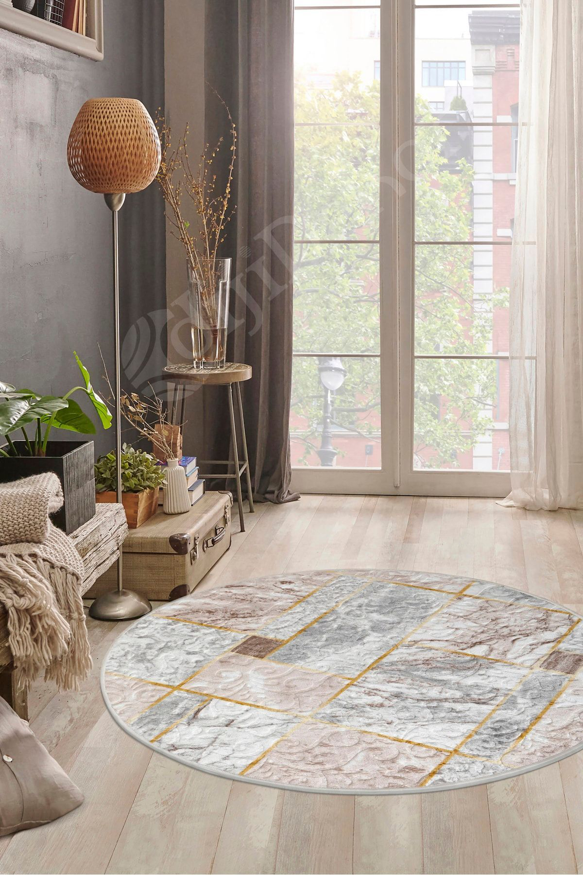 Delüxe Vizon Gri Saçaksız Siyah Taban Yuvarlak Halı Model Banyo Paspası 80x80 Delüxe Vizon Gri Saçaksız Siyah Taban Yuvarlak Halı Model Banyo Paspası 80x80
