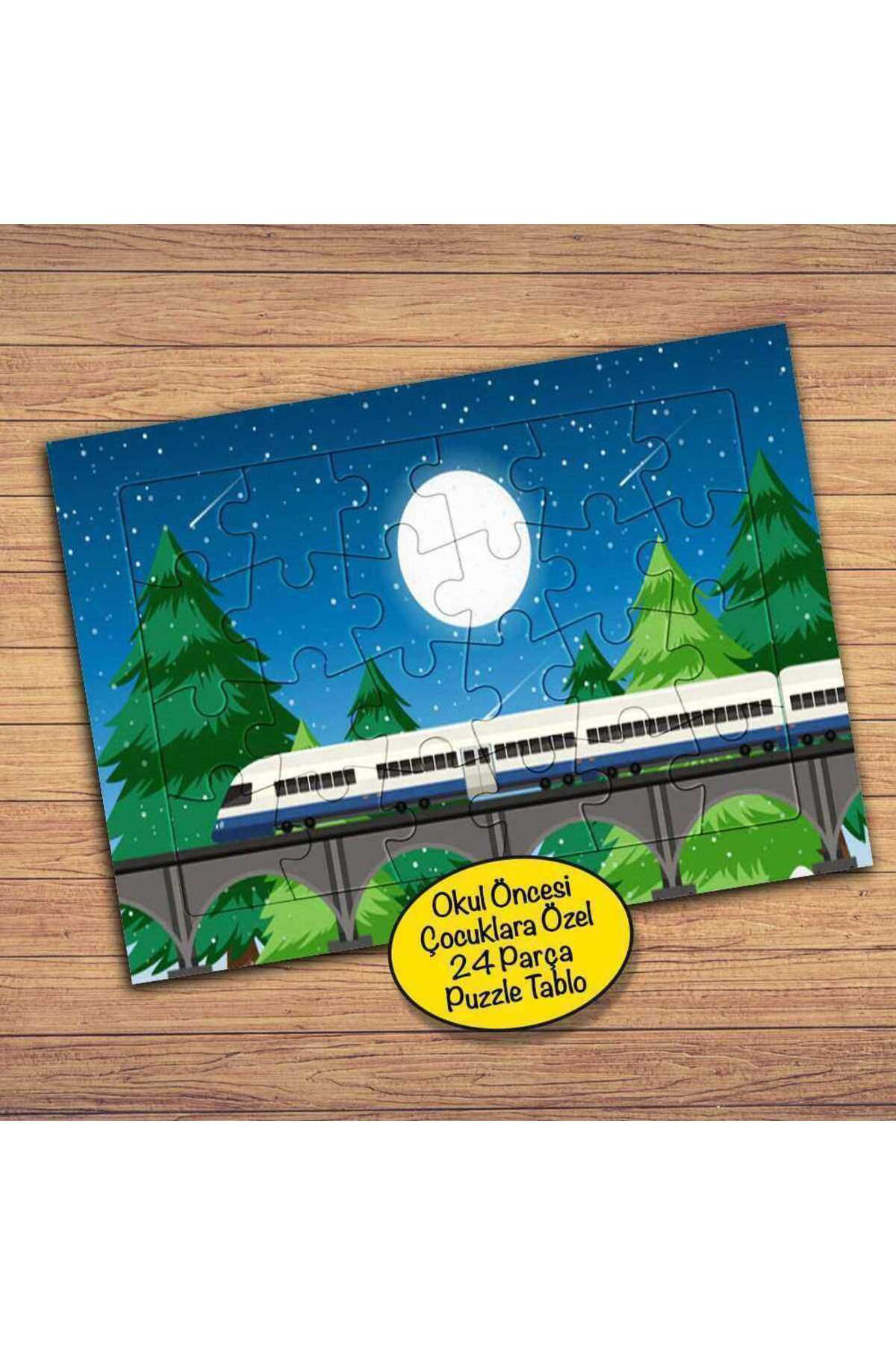 Asilmeydan Demir Yolu Tren- Dolunay 24 Parça Çocuklara Özel Yapboz Tablo-307