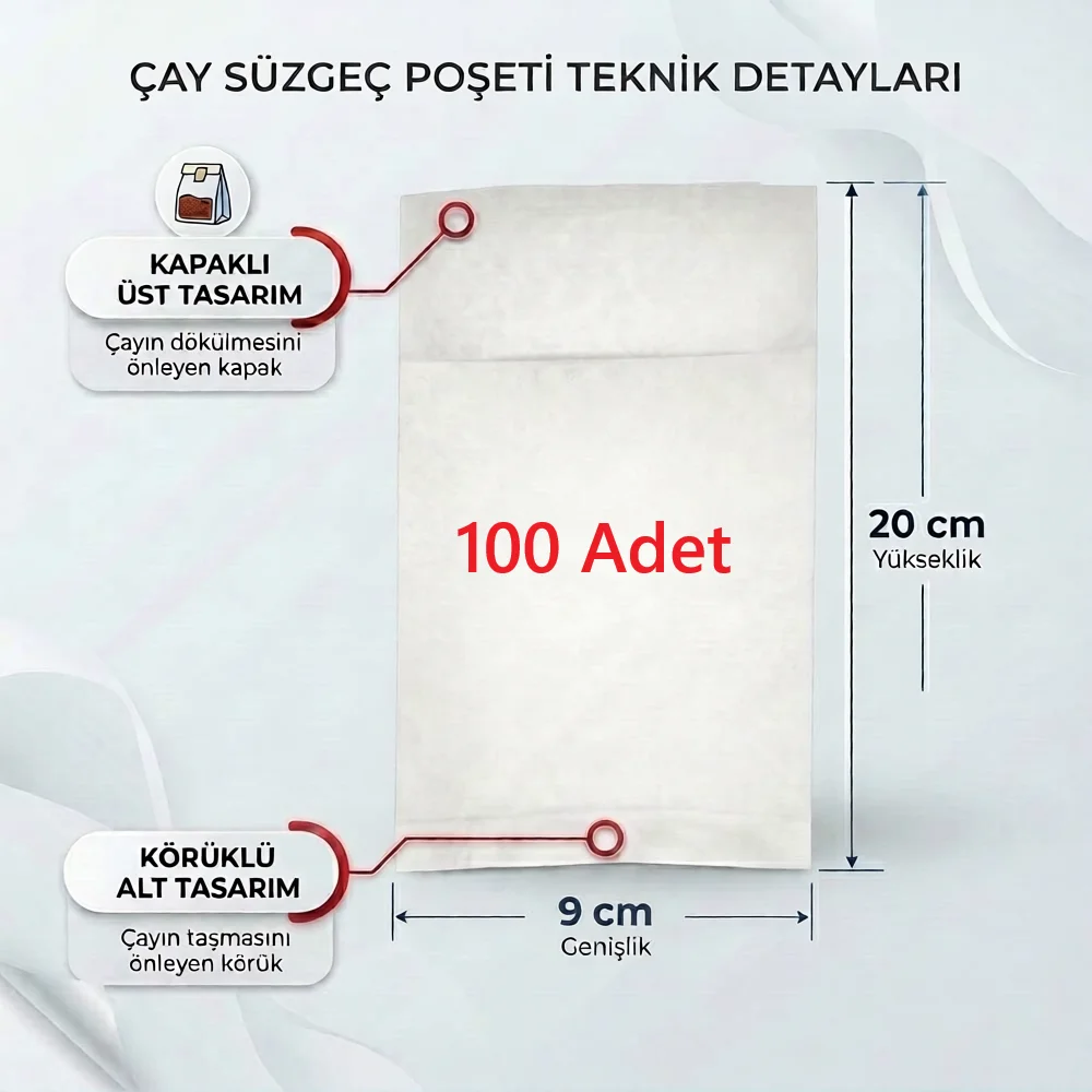 Demlik İçi Çay Filtresi Körüklü Kapaklı Çay Süzgeci Boş Demlik Poşeti Bonesi 9x20 cm 100 Adet ((100 Lü) Bitki Kış Çay Demleme Fiyatı, Yorumları ve Özellikleri