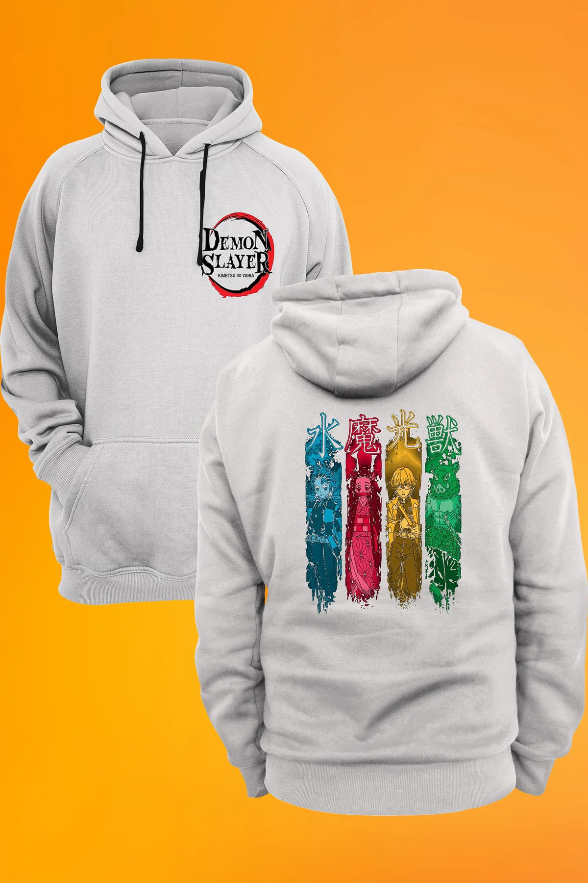 Demon Slayer Baskılı 3 Ipl. Şardonlu, Kalın (600GR.) Içi Polar Kapüşonlu Sweatshirt