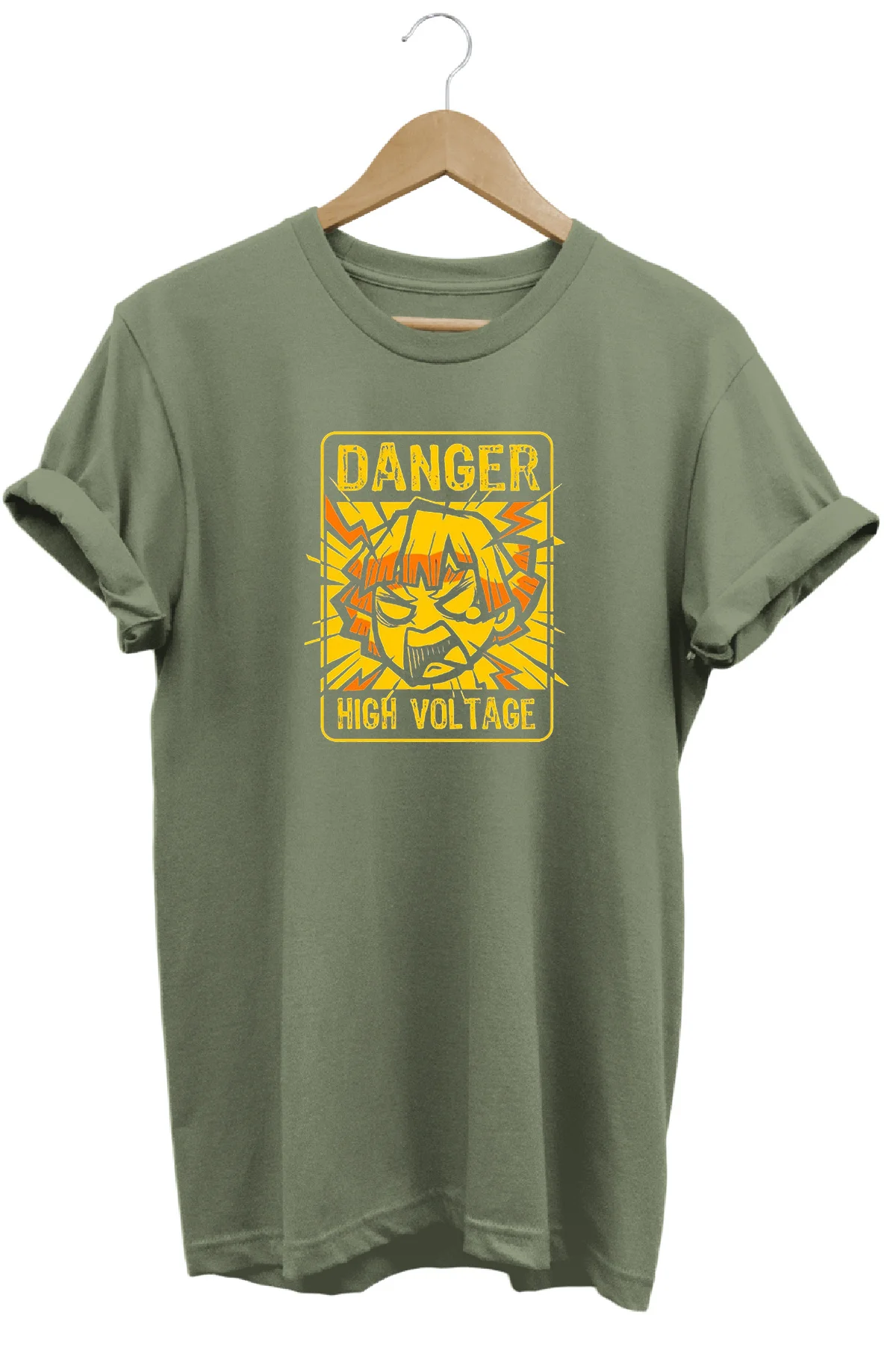 Demon Slayer Zenitsu Kısa Kollu Pamuklu Bisiklet Yaka T-shirt