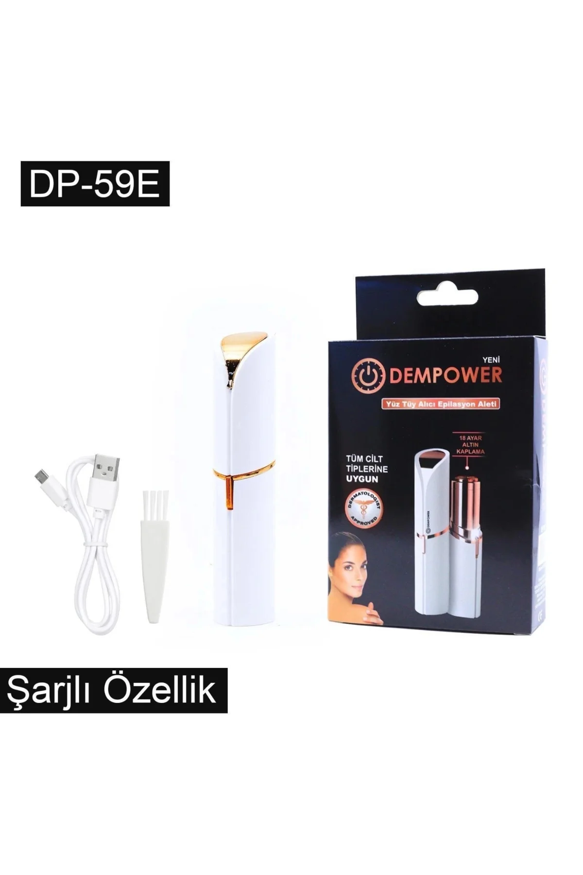 Dempower Şarjlı Yüz Tüy Alıcı Epilasyon Aleti Flawles Kısa
