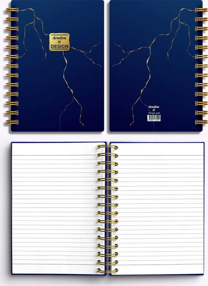 Denden Altın Spiralli Seri Mermer Lacivert 17x24