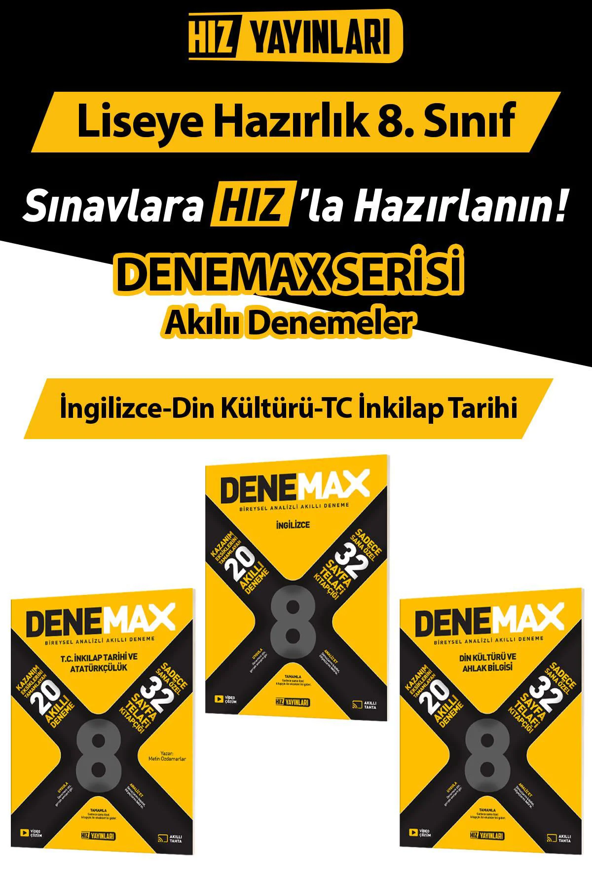 Denemax Akıllı Deneme İngilizce-TC İnkilap Tarihi-Din Kültürü Set Denemax Akıllı Deneme İngilizce-TC İnkilap Tarihi-Din Kültürü Set