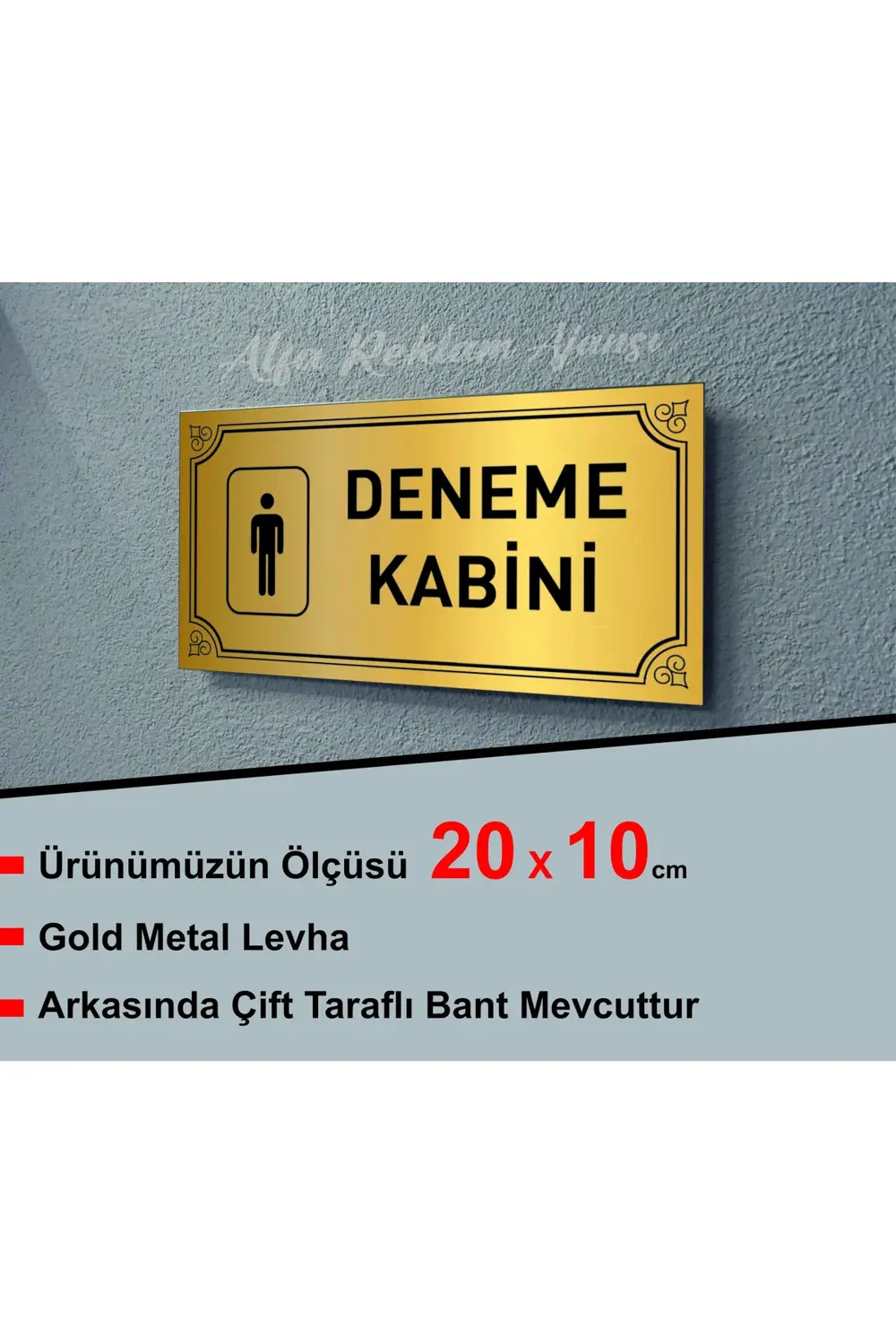 DENEME KABİNİ BAY METAL LEVHAA 20 X 10 CM