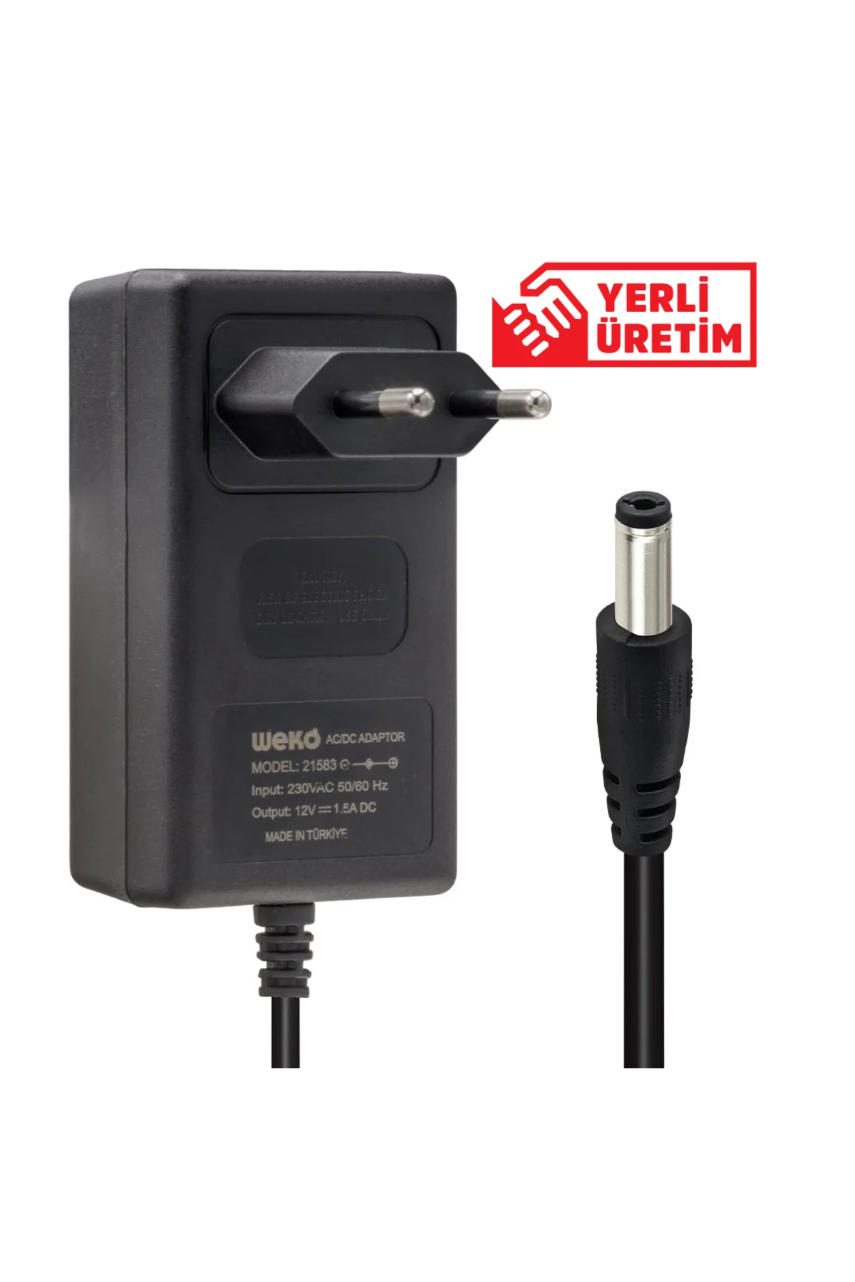 DENEY1 12 volt - 1.5 amper 5.5*2.5 uçlu yerli üretim plastik kasa priz tipi adaptör