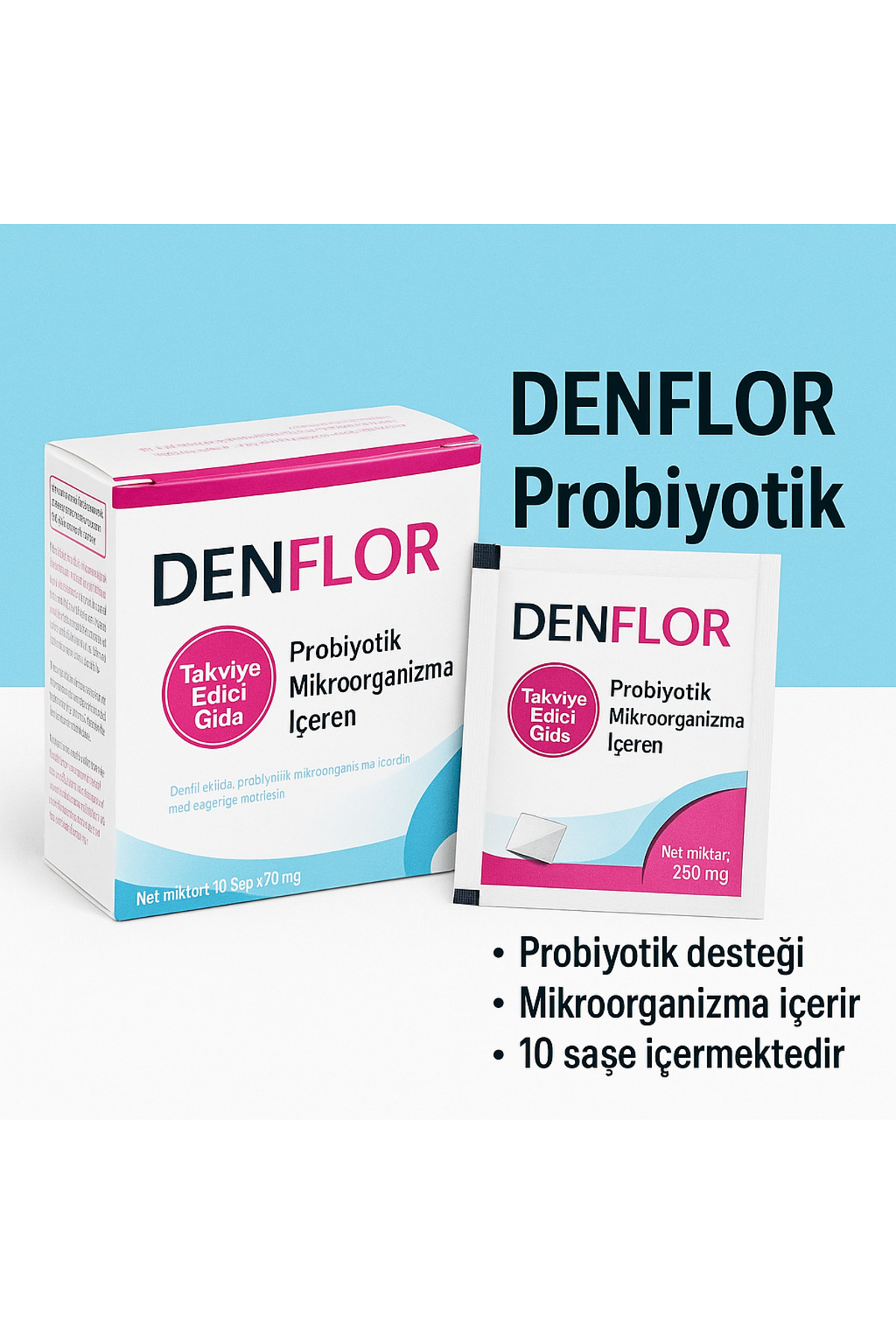 Denflor Probiyotik 10 Saşe - 5'li Paket Son Kullanma Tarihi : Şub