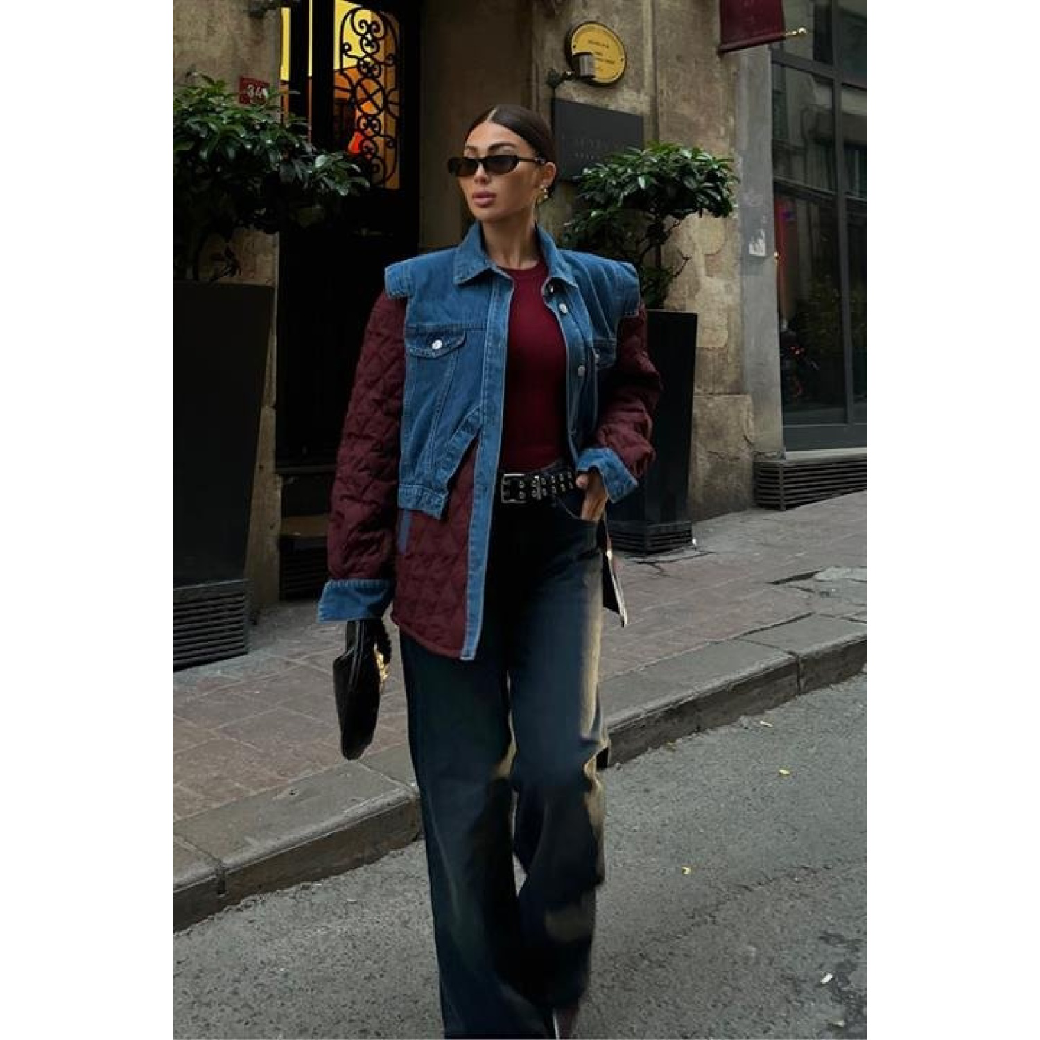 Denim Garnili Kapitone Ceket