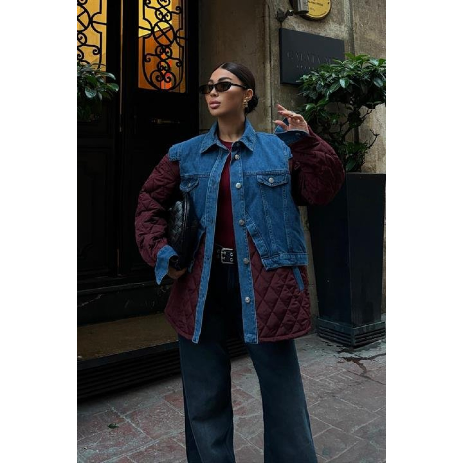 Denim Garnili Kapitone Ceket