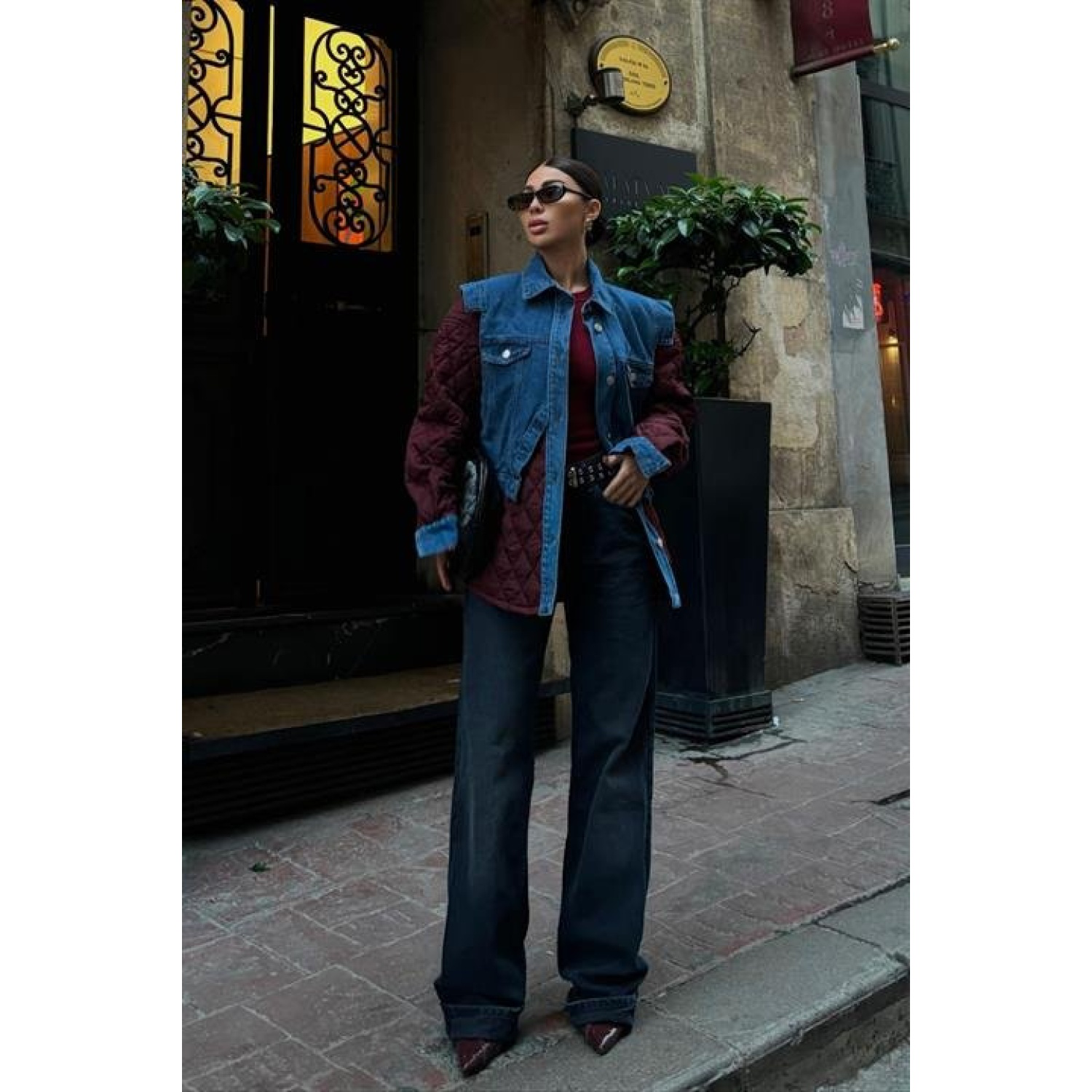 Denim Garnili Kapitone Ceket