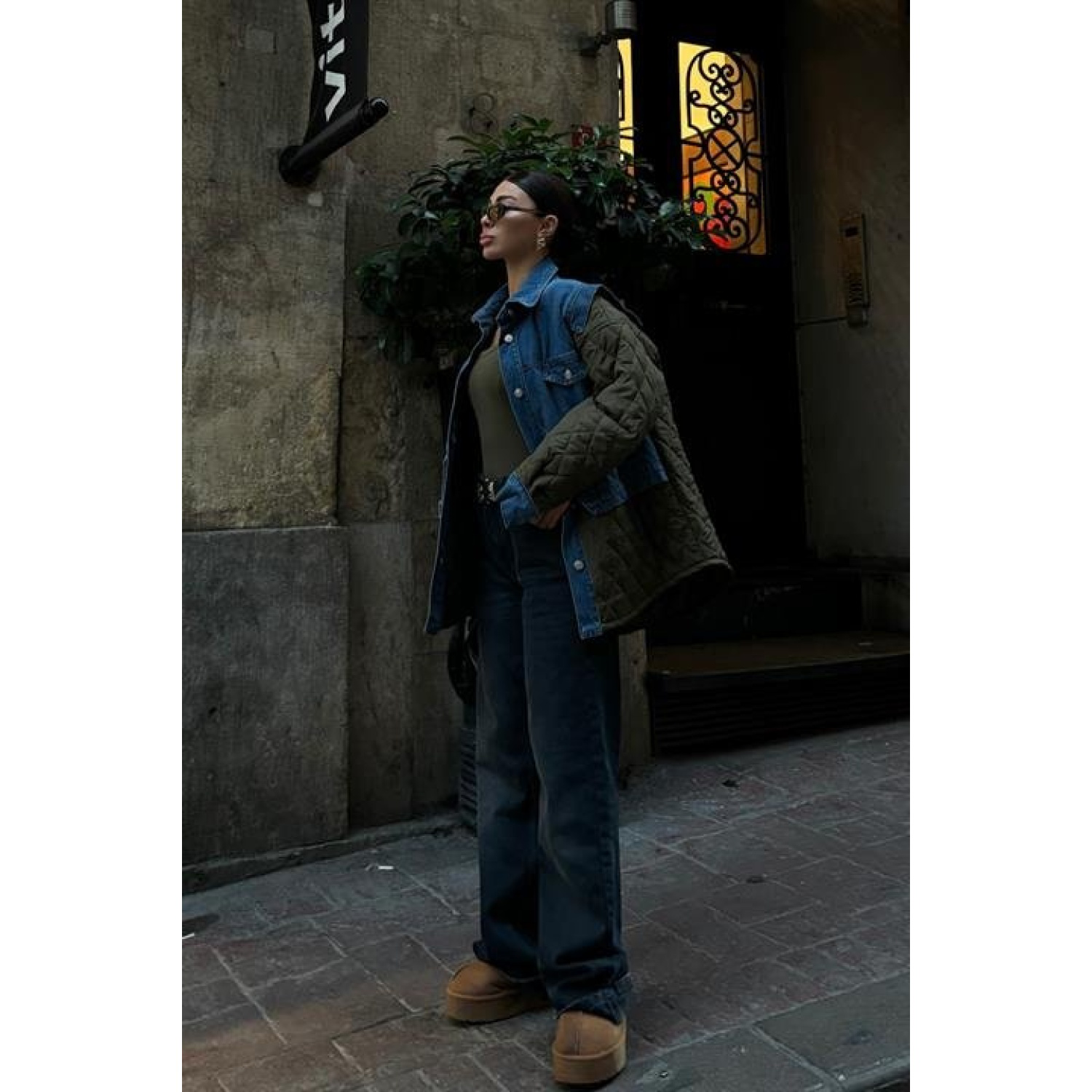 Denim Garnili Kapitone Ceket