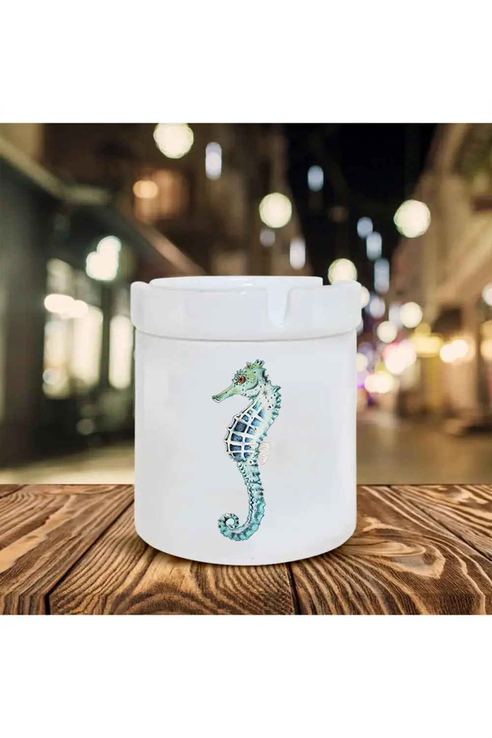 Deniz Atı Baskılı Seramik Şık Küllük