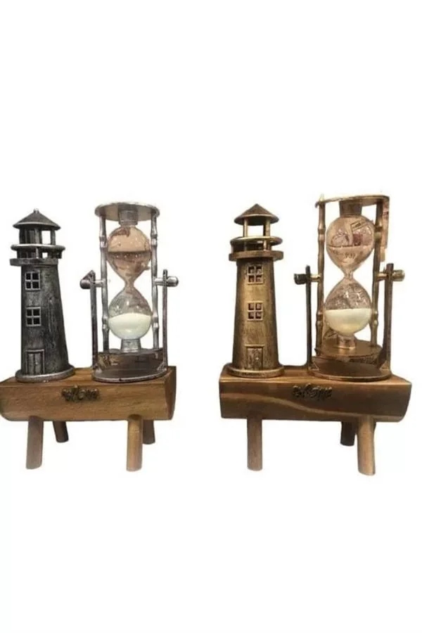 Deniz Feneri Kum Saati Ahşap Görünümlü Vintage Tarz Biblo - Lisinya Fiyatı, Yorumları ve Özellikleri