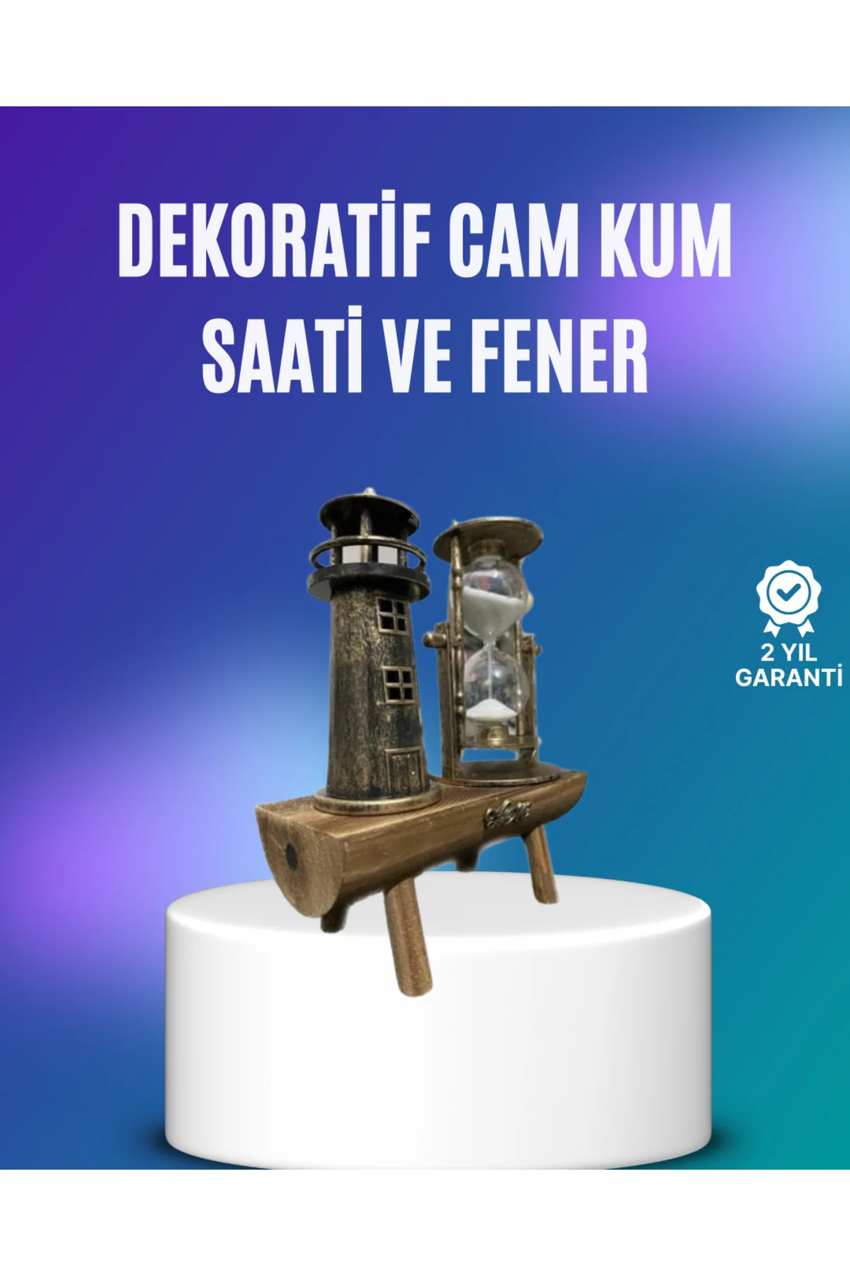Deniz Feneri Şeklinde El Yapımı Kum Saati – Ev ve Ofis İçin Zarif