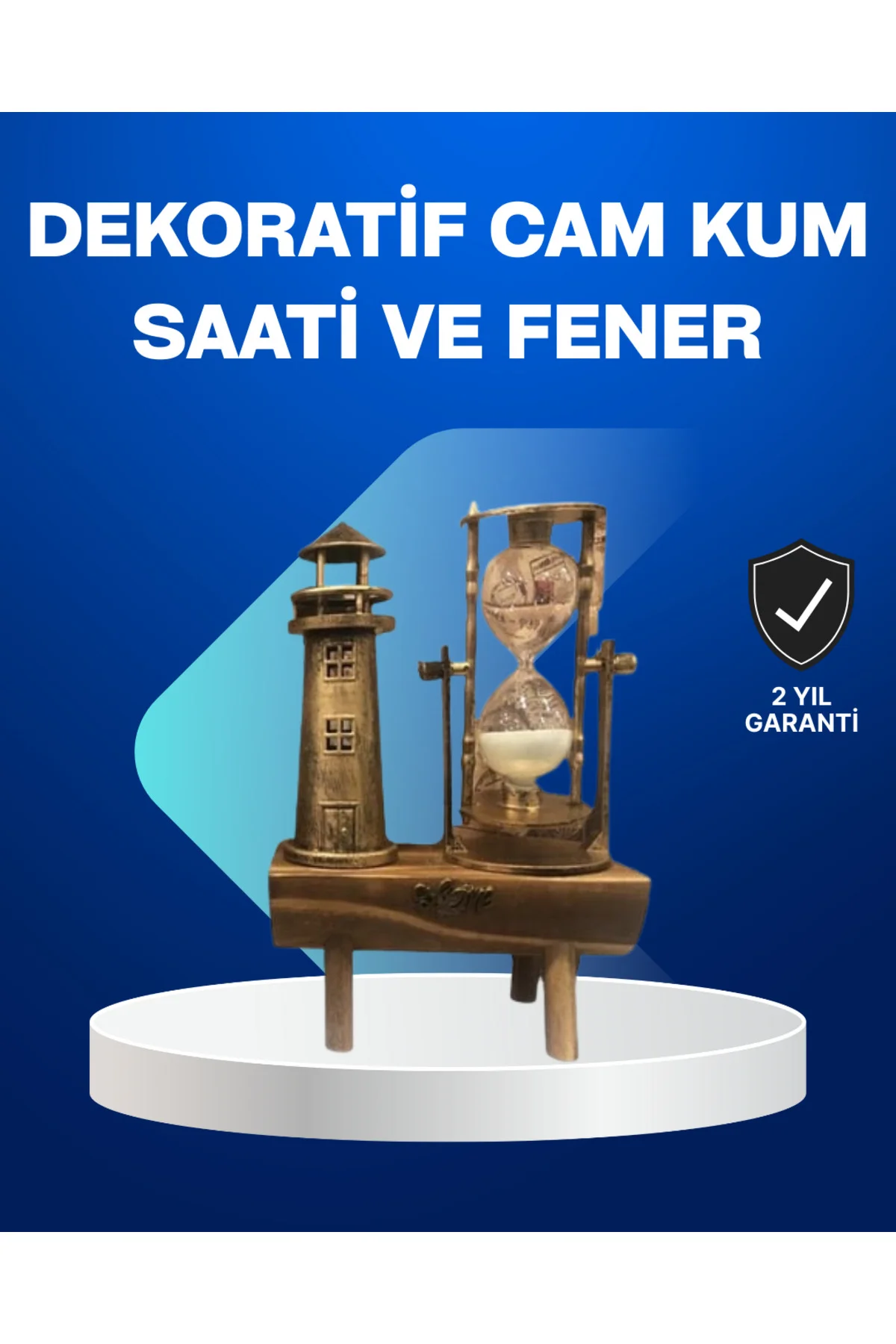 Deniz Feneri Tasarımlı Ahşap Kum Saati – Retro Masa Aksesuarı - a