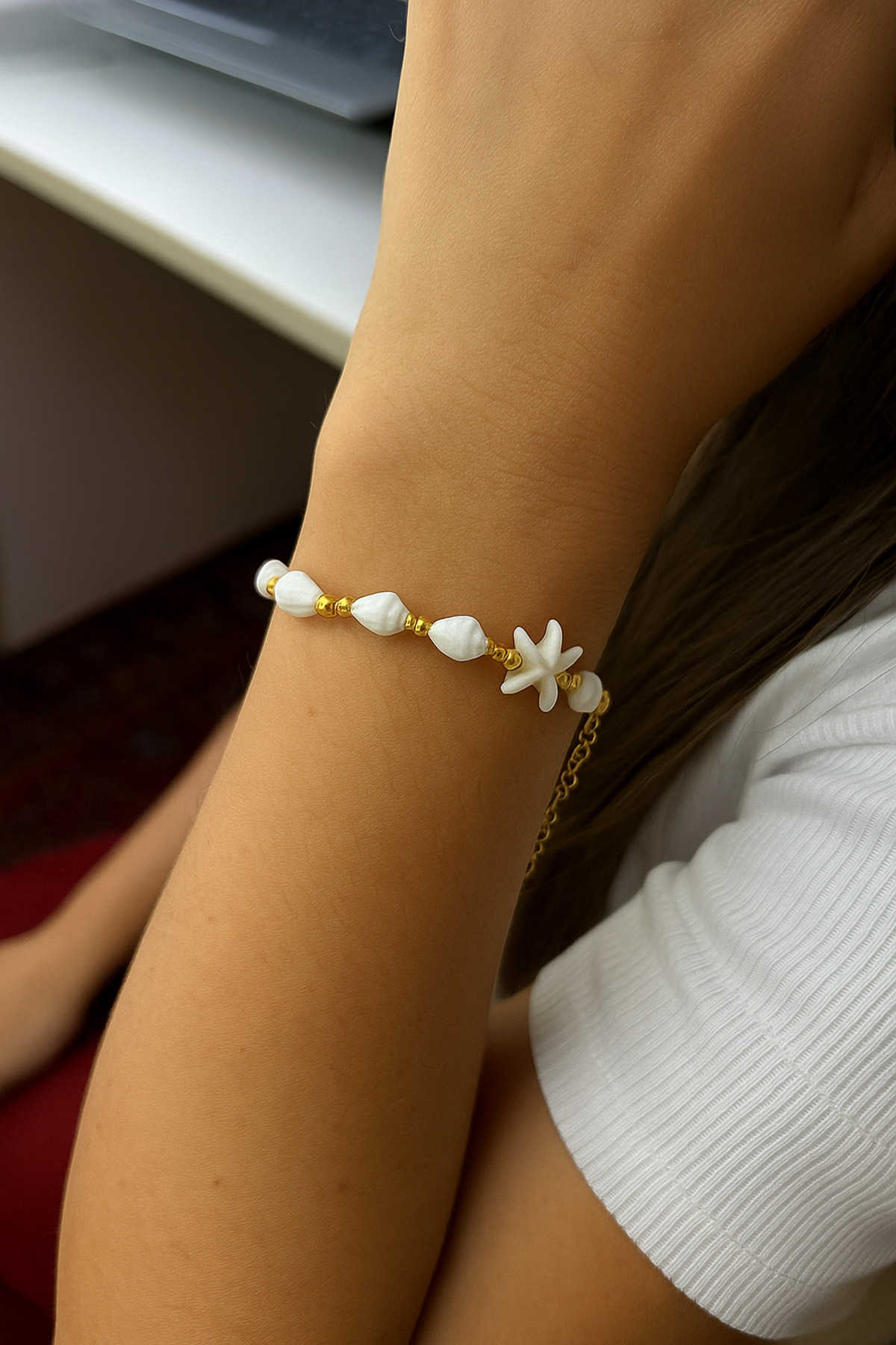 Deniz kabuklu deniz yıldızlı bileklik