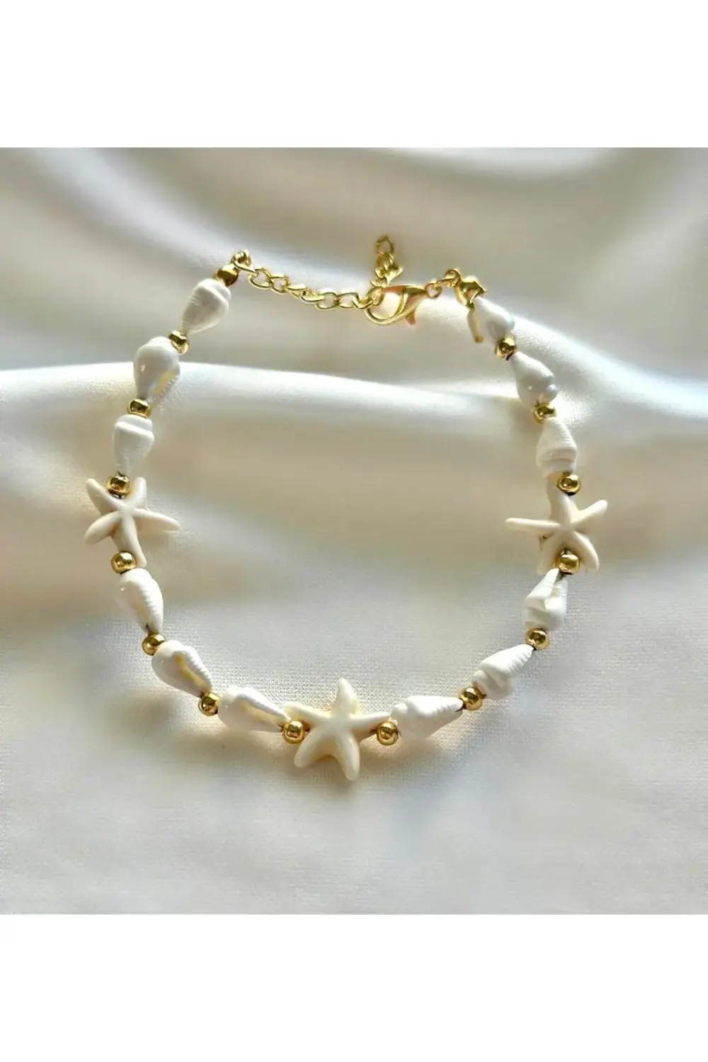 deniz kabuklu deniz yıldızlı kolye bileklik set