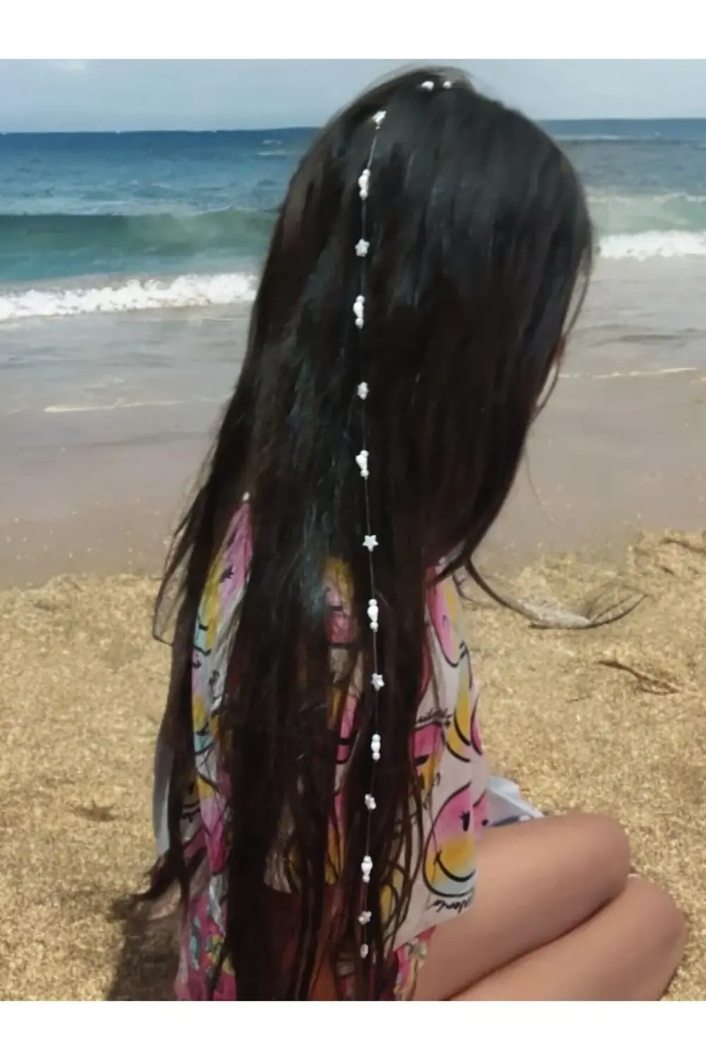 deniz kabuklu yıldızlı incili zarif tel tokalı saç süsü saç akses