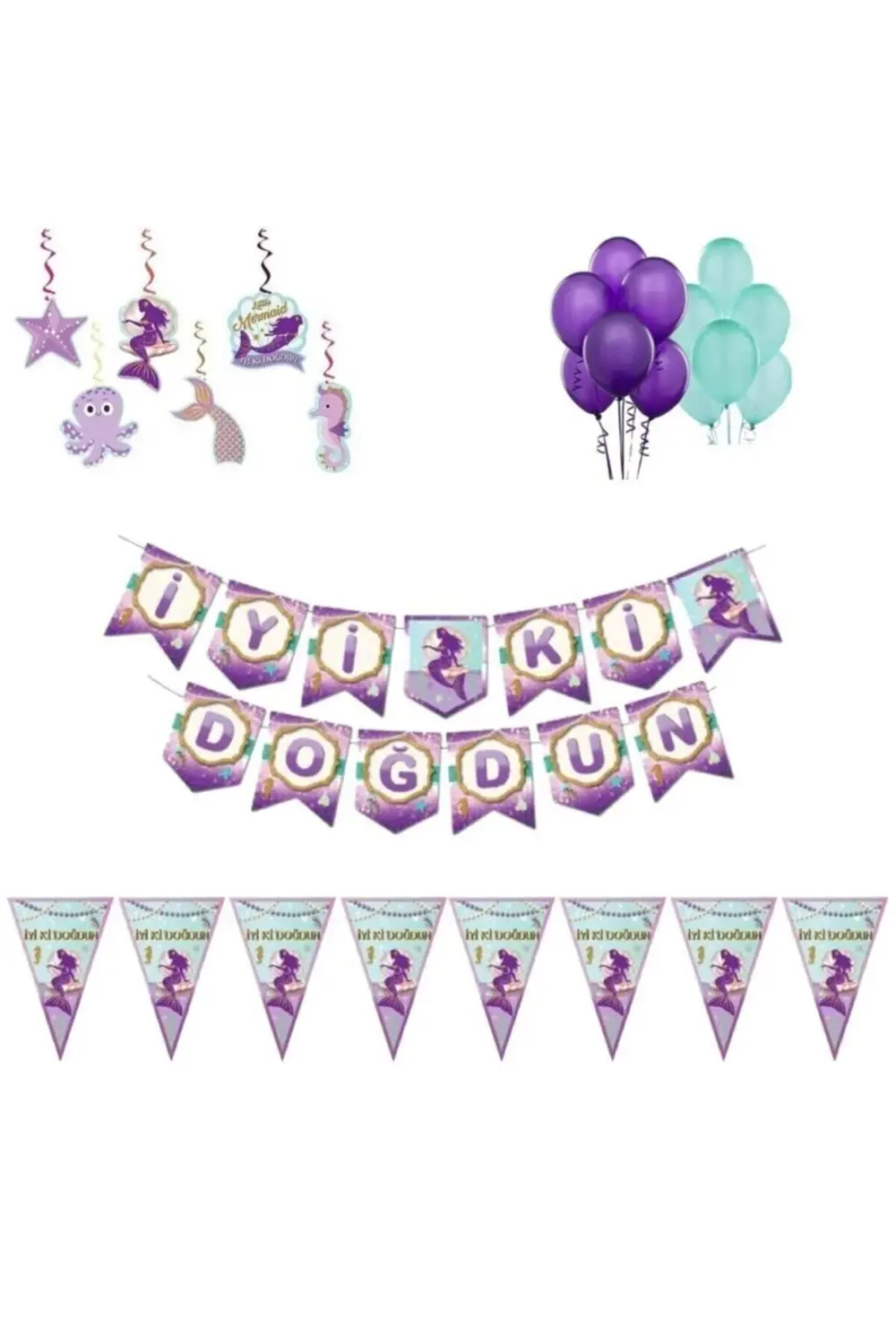 Deniz Kızı Doğum Günü Süsleme Seti