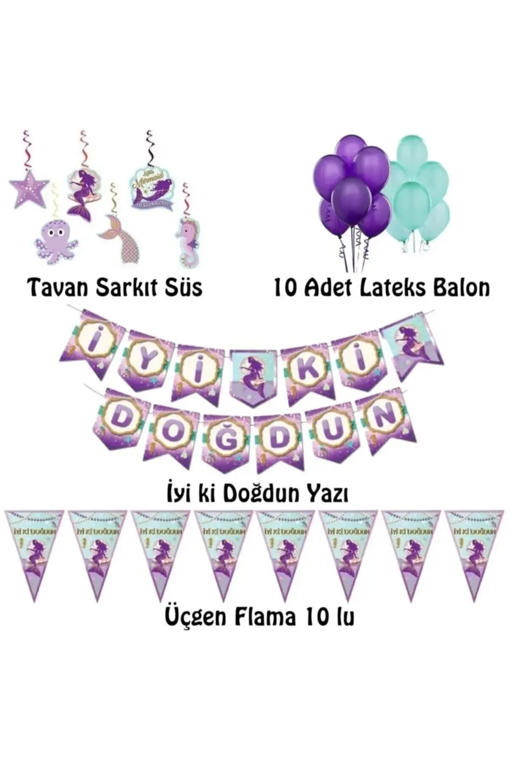 Deniz Kızı Doğum Günü Süsleme Seti