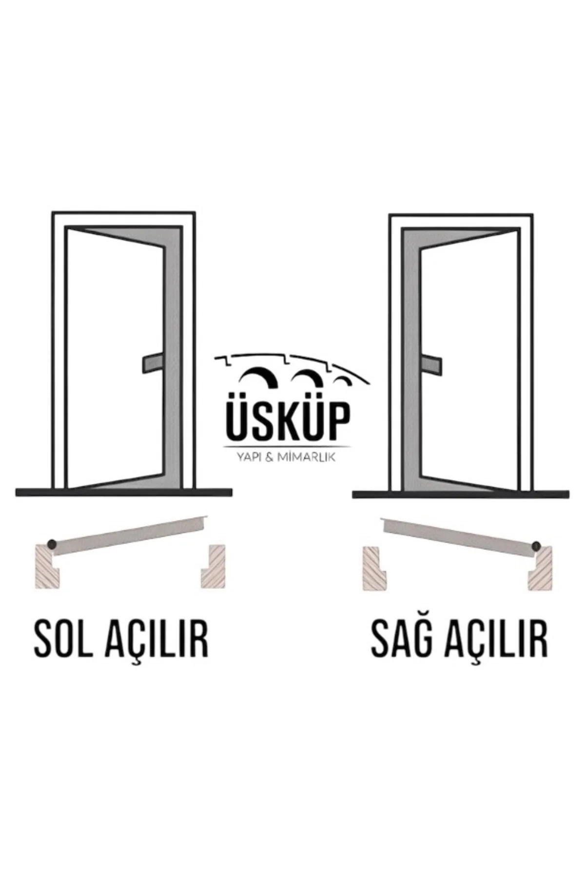 DENİZ LALE AYNALI SİYAH KAPI KOLU
