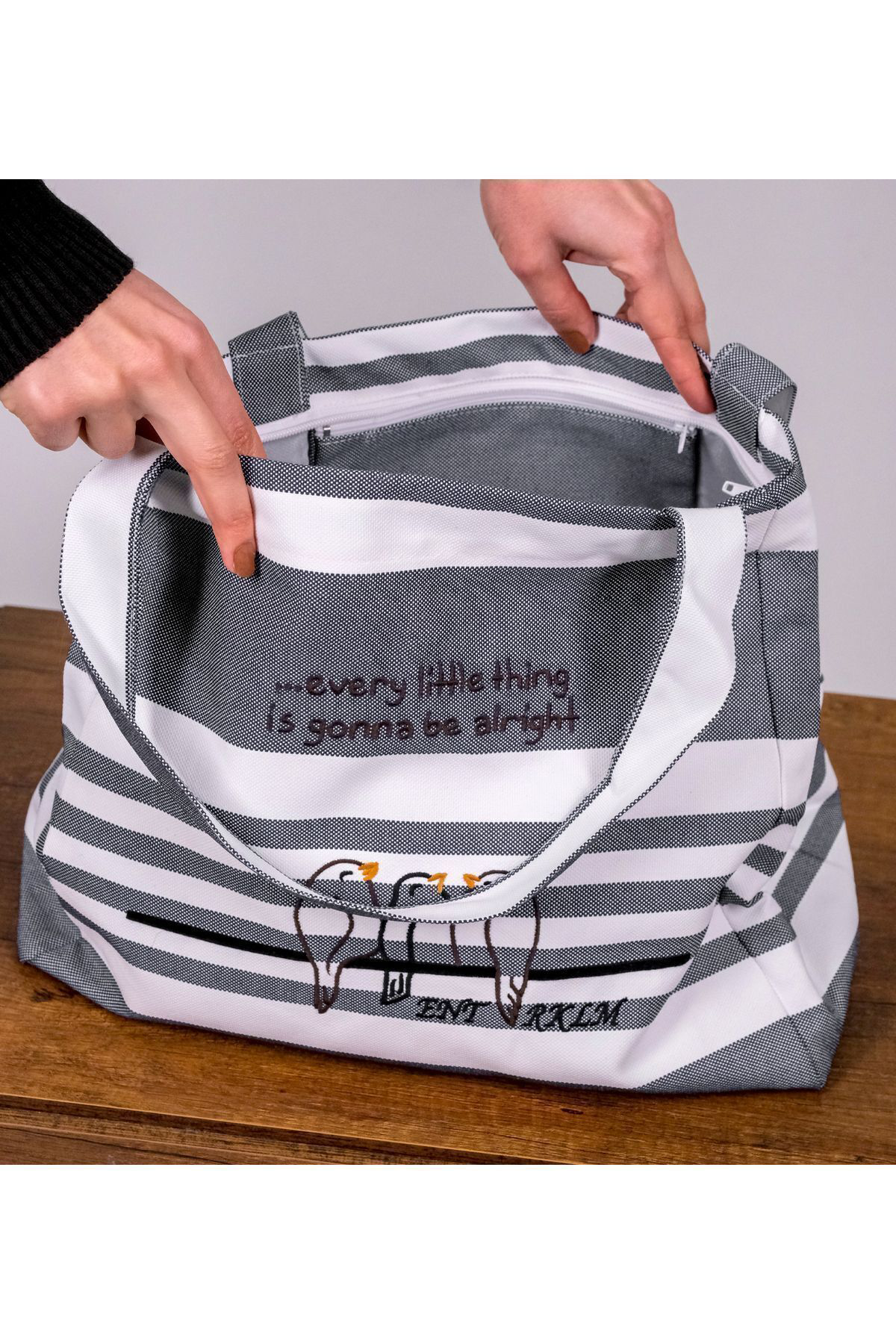 Entrklm Deniz Model Su Tutmaz Kumaştan Omuz Çantasi -Lacivert Puanli Beya