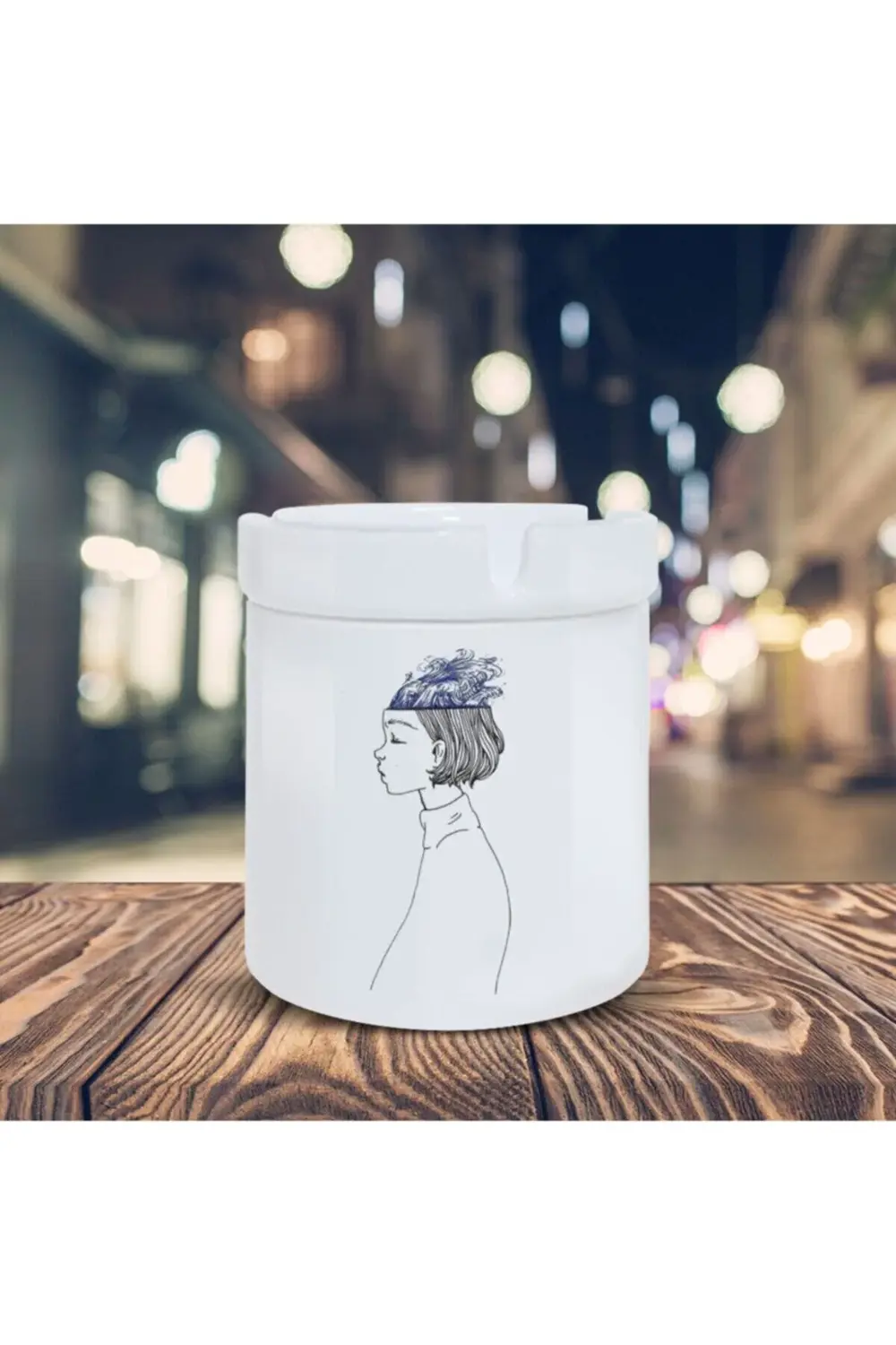 Deniz Saçlı Kız Küllük Illüstrasyon Baskılı Kül Tablası K-34