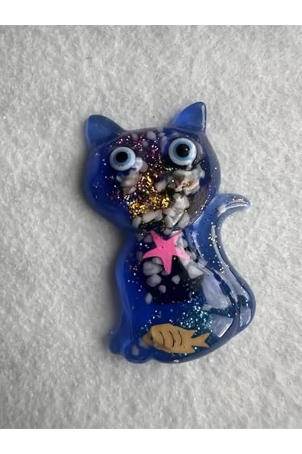 Deniz Temalı magnet set, Mavi Kedi ve Kalp Şeklinde, Balık ve Den