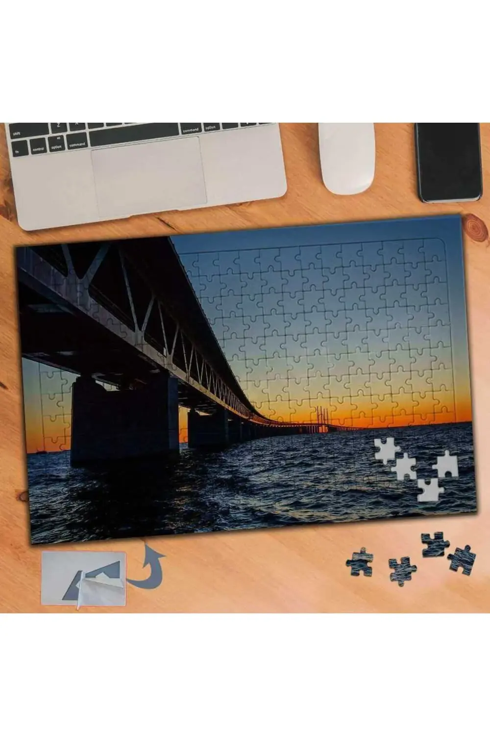 Deniz Üstü Demir Uzun Köprü 240 Parça Puzzle Yapboz Tablo-889