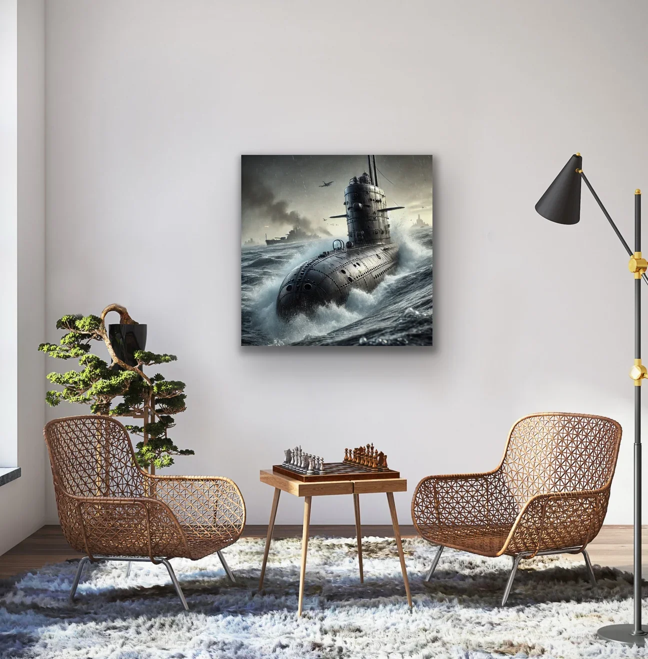 Denizaltı Kanvas Tablo 90x90cm - Duvar Dekorasyonu İçin Çerçevesiz Sanat Eseri