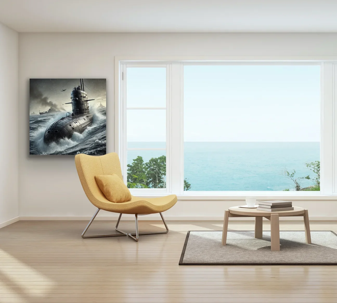 Denizaltı Kanvas Tablo 90x90cm - Duvar Dekorasyonu İçin Çerçevesiz Sanat Eseri