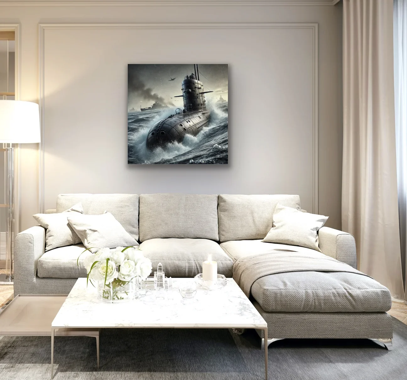 Denizaltı Kanvas Tablo 90x90cm - Duvar Dekorasyonu İçin Çerçevesiz Sanat Eseri