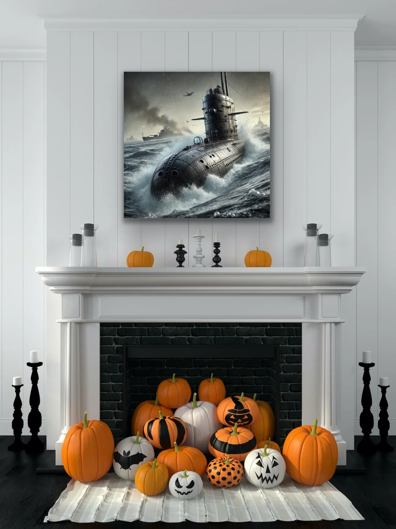 Denizaltı Kanvas Tablo 90x90cm - Duvar Dekorasyonu İçin Çerçevesiz Sanat Eseri