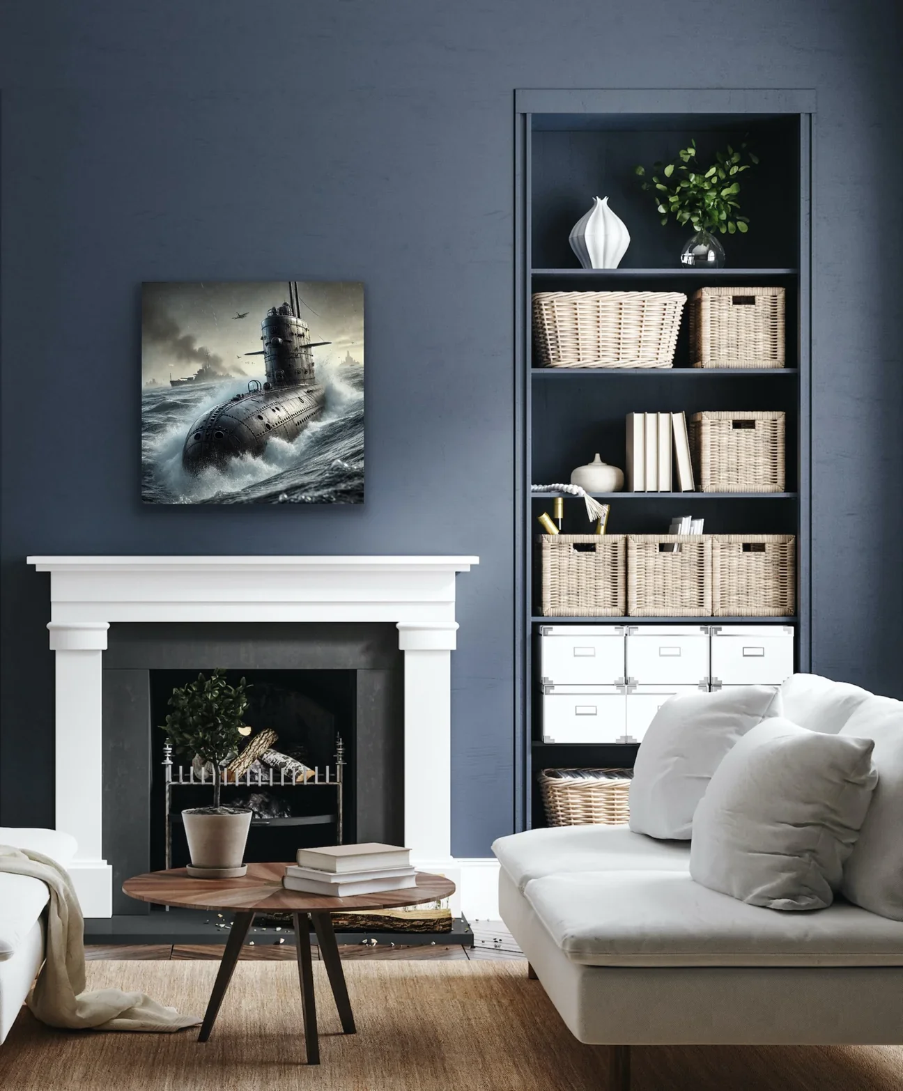 Denizaltı Kanvas Tablo 90x90cm - Duvar Dekorasyonu İçin Çerçevesiz Sanat Eseri