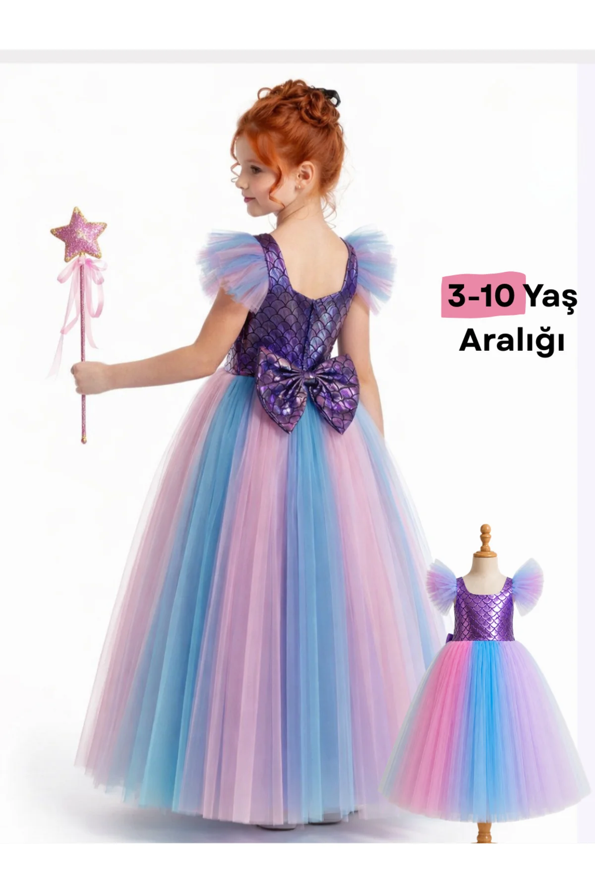 🧜‍♀️ Denizkızı Prenses Elbise – Işıltılı Tütü Parti Elbisesi