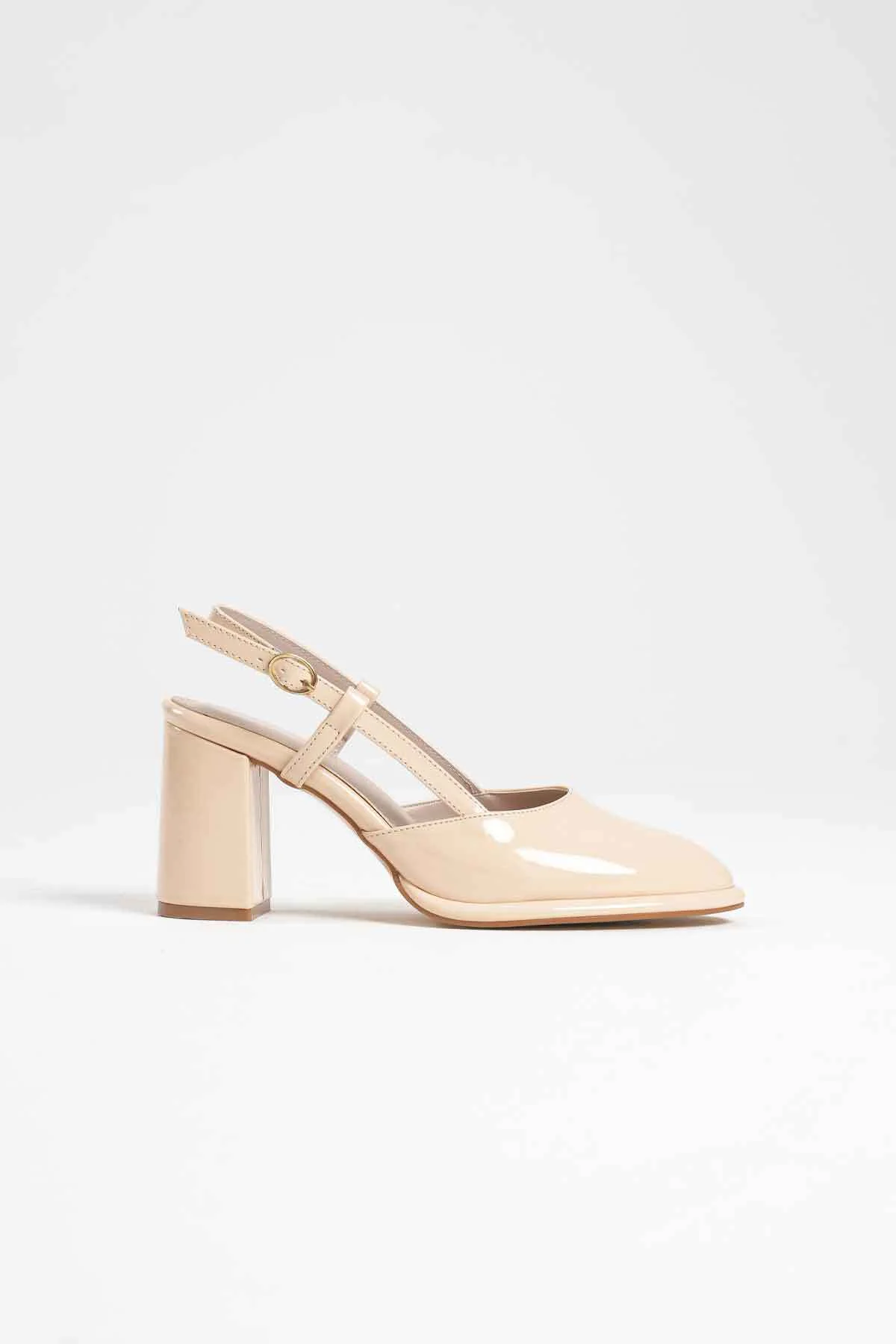 Denma Açık Sarı Rugan Kadın Topuklu Ayakkabı