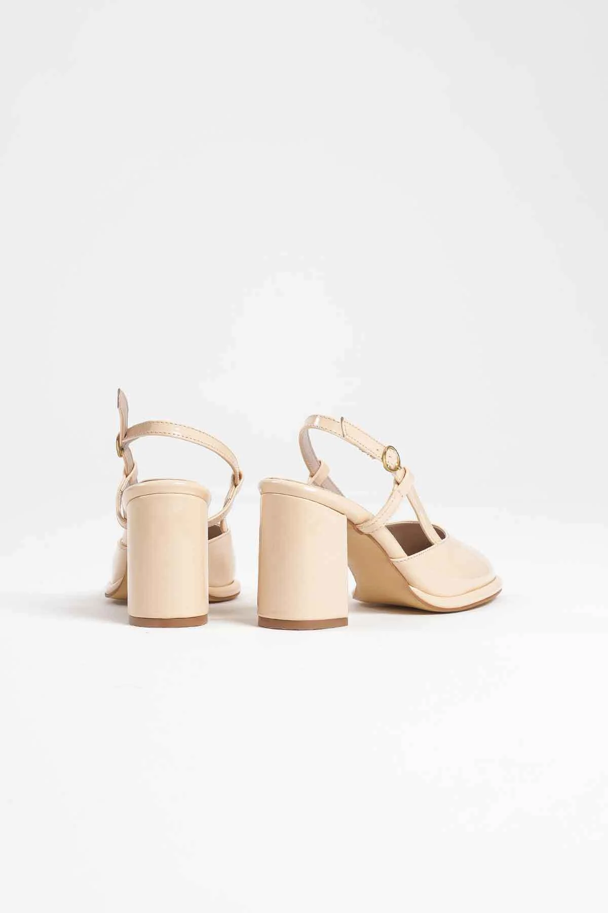 Denma Açık Sarı Rugan Kadın Topuklu Ayakkabı