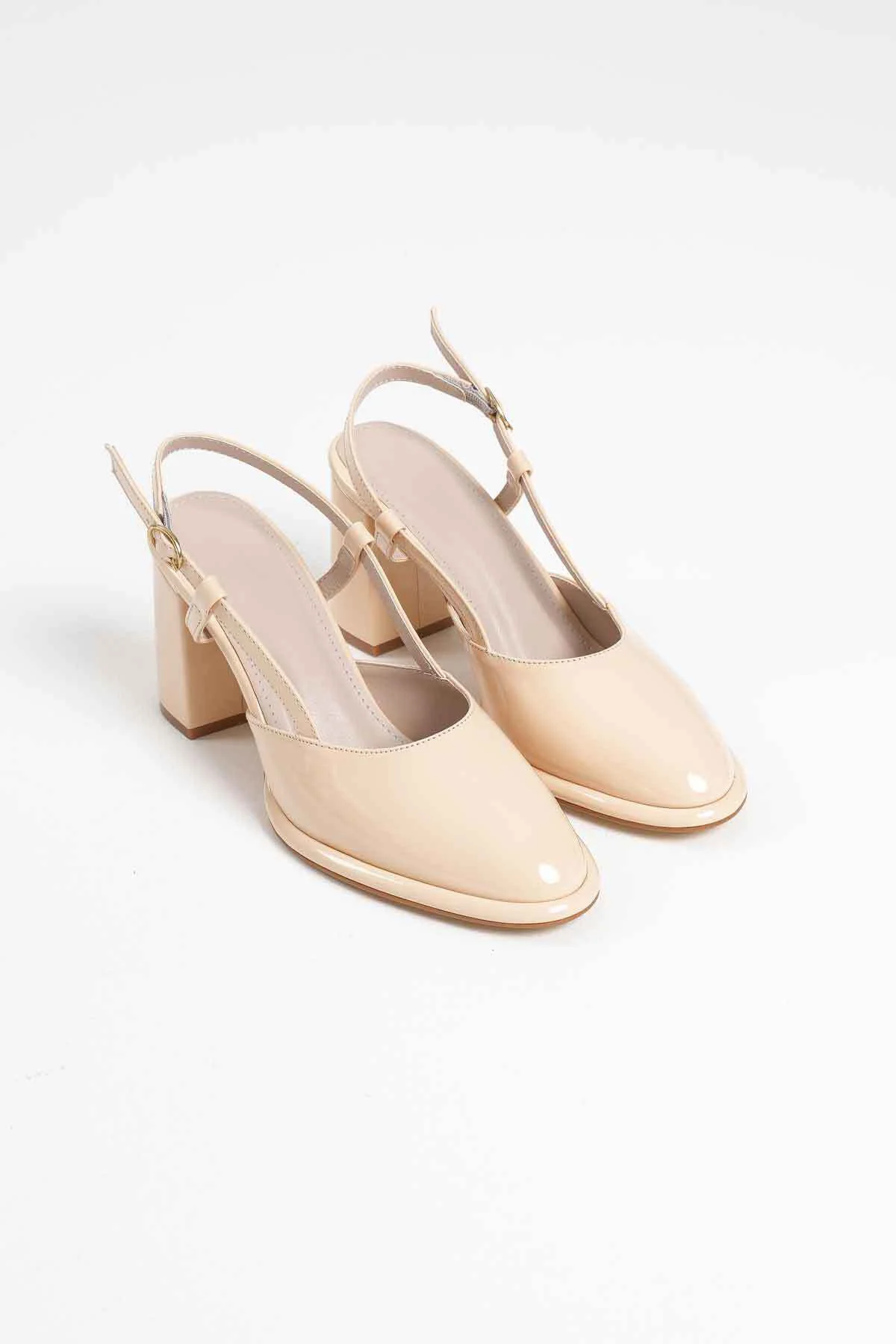 Denma Açık Sarı Rugan Kadın Topuklu Ayakkabı